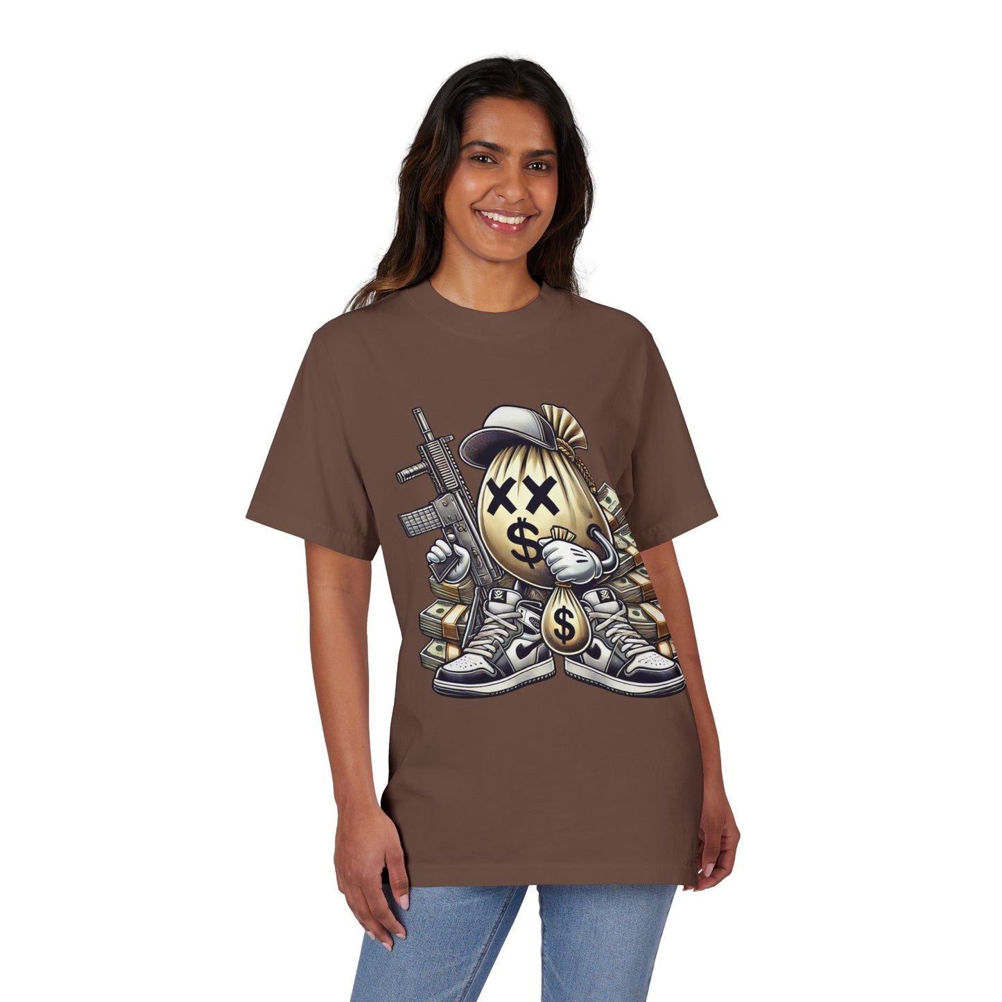 Streetwear Graphic Tee with Money Design, Unisex Casual Shirt, Perfect Gift for Gift for Hustlers, Stylish Relaxed Fit, Trendy Apparel