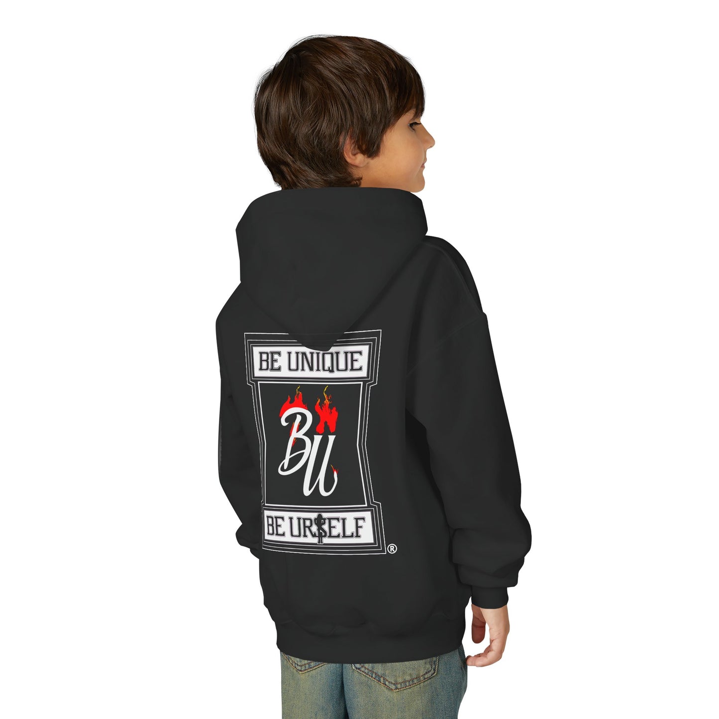 Youth Hoodie — Be Unique Be Urself Graphic Hoodie with Octopus Skull Design