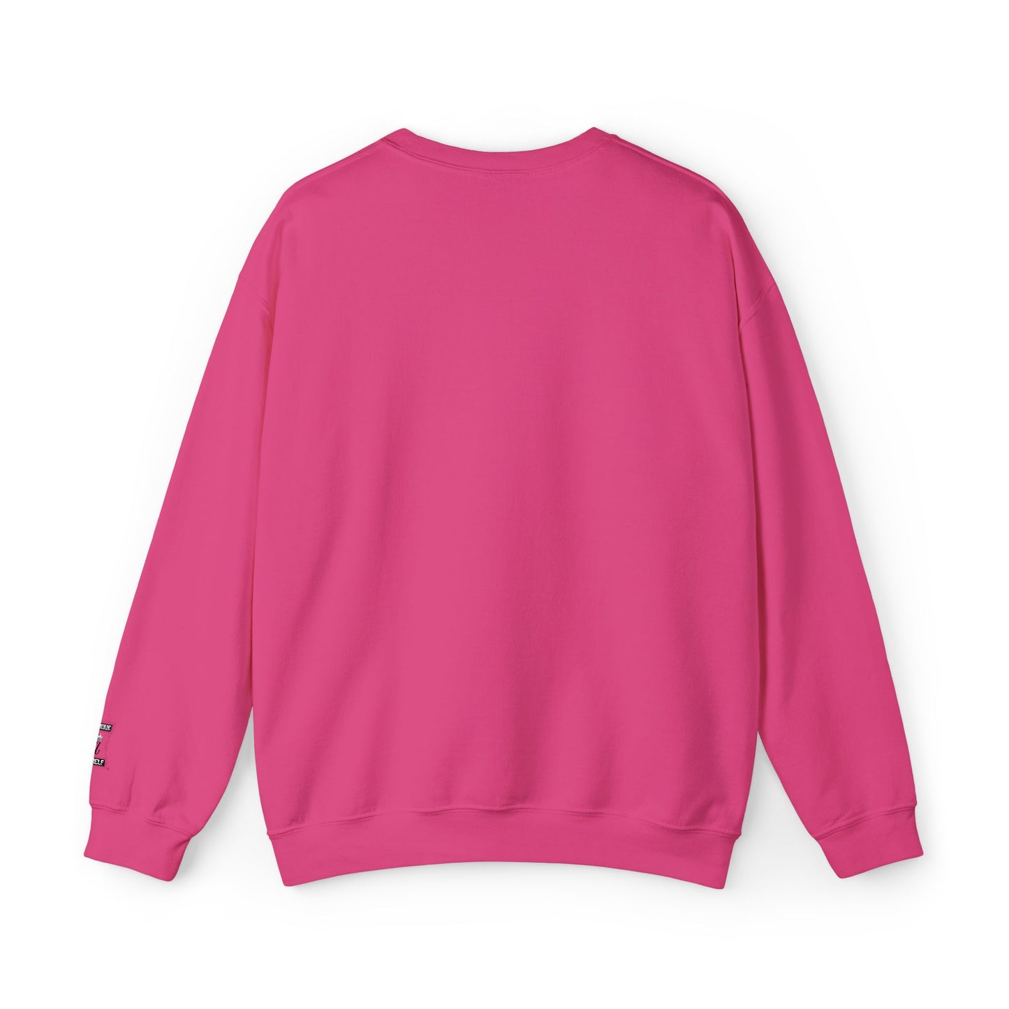 Minimalist White Crewneck Sweatshirt with Small Chest & Sleeve Graphic