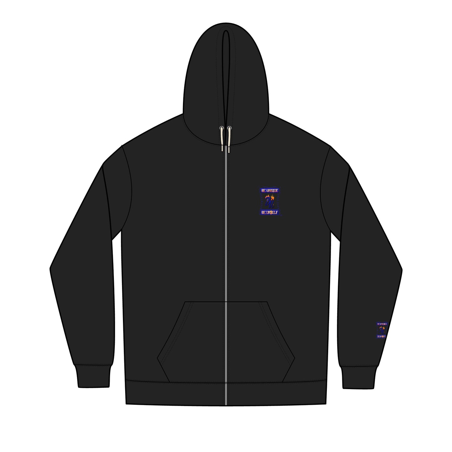 Men's Retro Graphic Full-Zip Hoodie, Cool Casual Wear, Unique Gift for Him, Streetwear Hoodie, Stylish Layering Piece