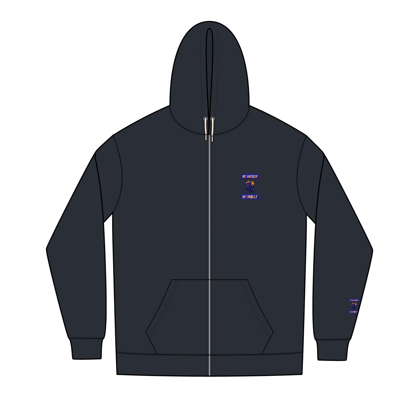 Men's Retro Graphic Full-Zip Hoodie, Cool Casual Wear, Unique Gift for Him, Streetwear Hoodie, Stylish Layering Piece