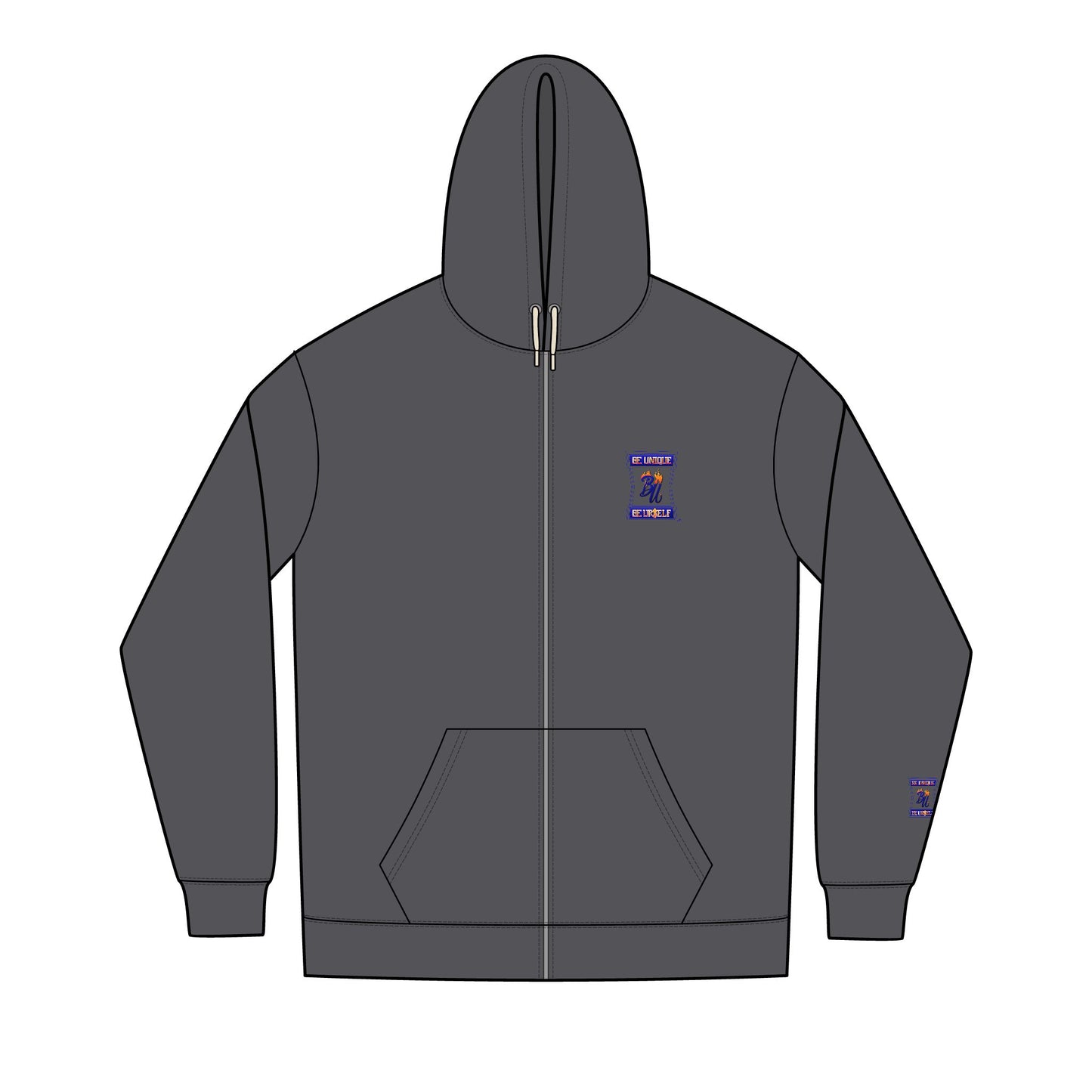 Men's Retro Graphic Full-Zip Hoodie, Cool Casual Wear, Unique Gift for Him, Streetwear Hoodie, Stylish Layering Piece