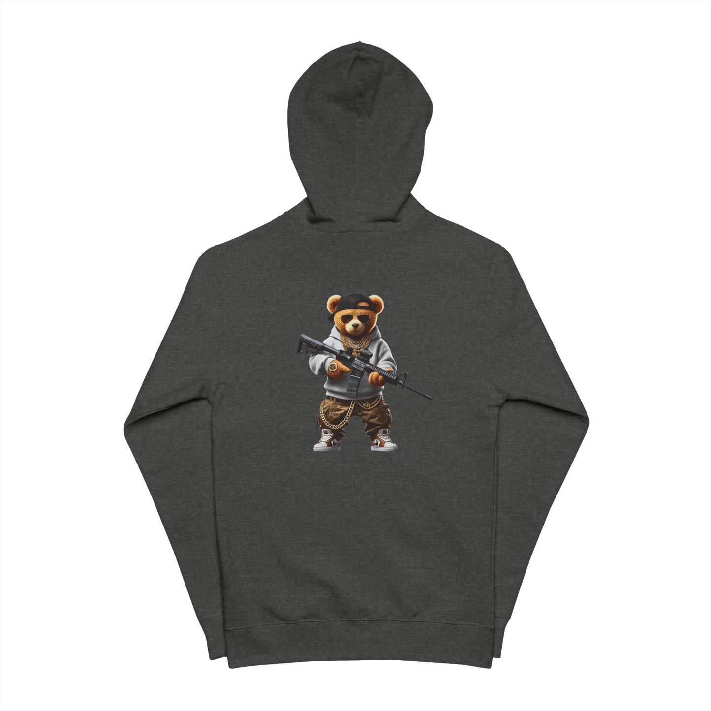Trendy Unisex Fleece Zip Up Hoodie with Cool Bear Design, Casual Wear, Gift for Friends, Cozy Outfit, Streetwear Fashion