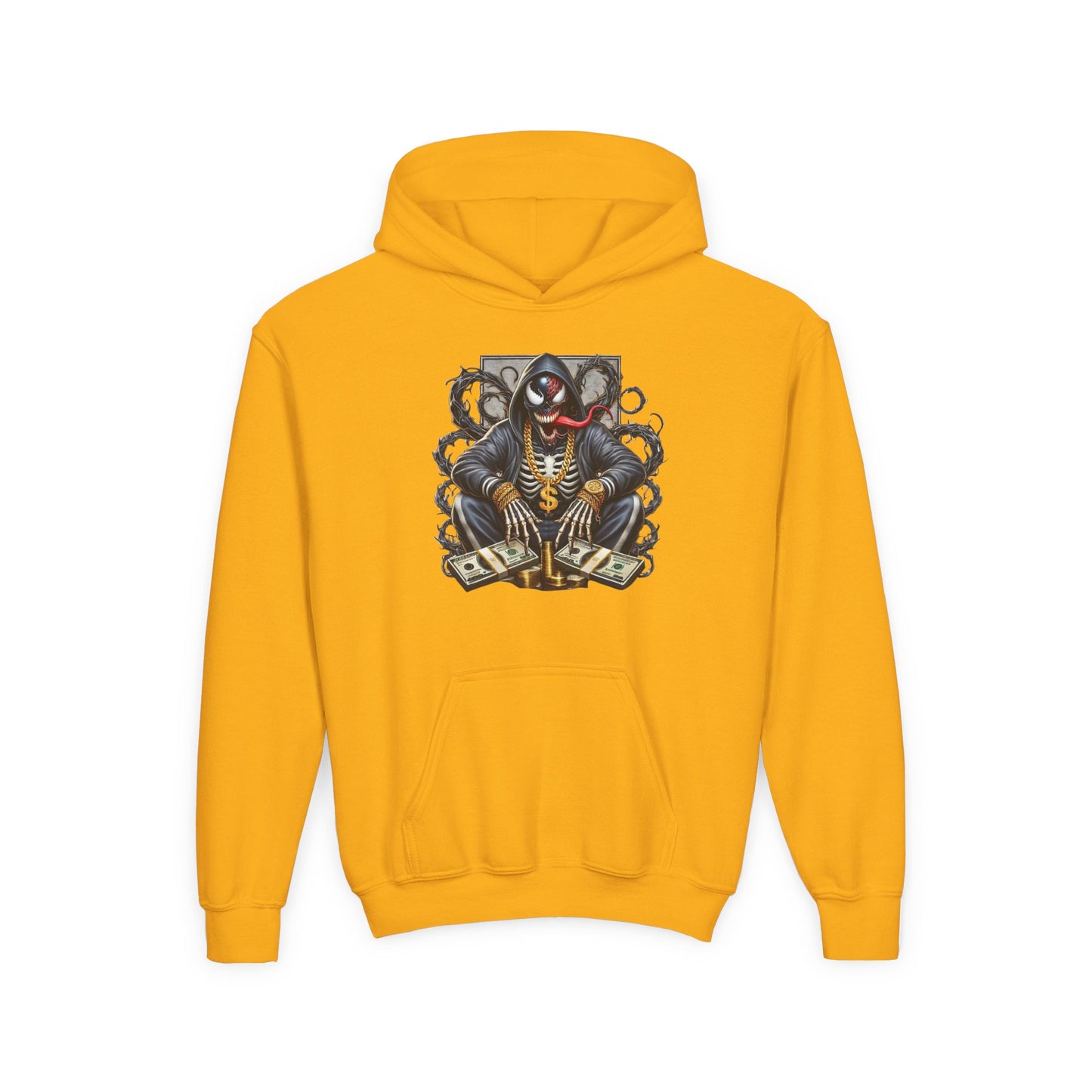 Youth Hoodie — Be Unique Be Urself Graphic Hoodie with Octopus Skull Design