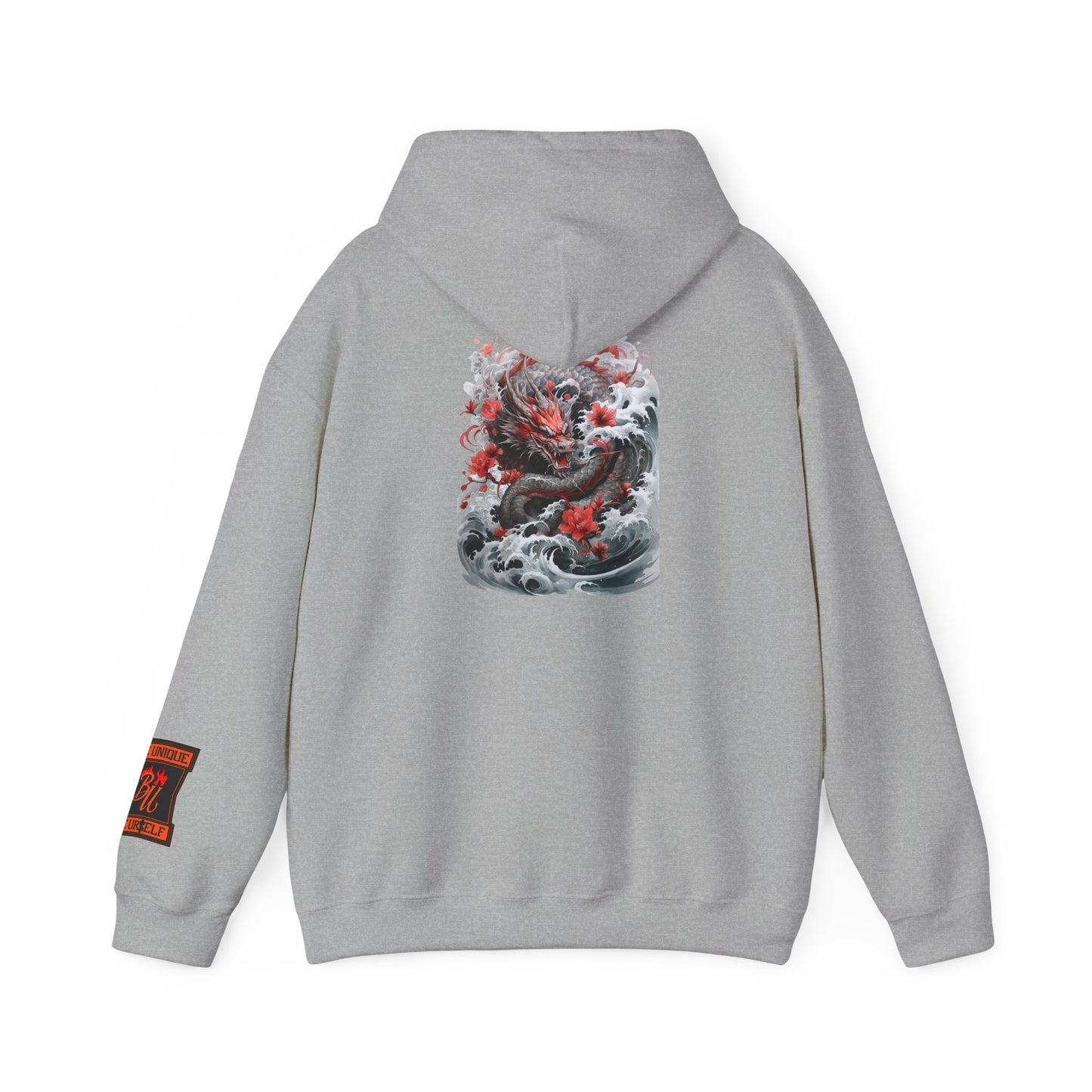 Dragon Wave Hoodie — Japanese Ink Koi Dragon Graphic Hooded Sweatshirt