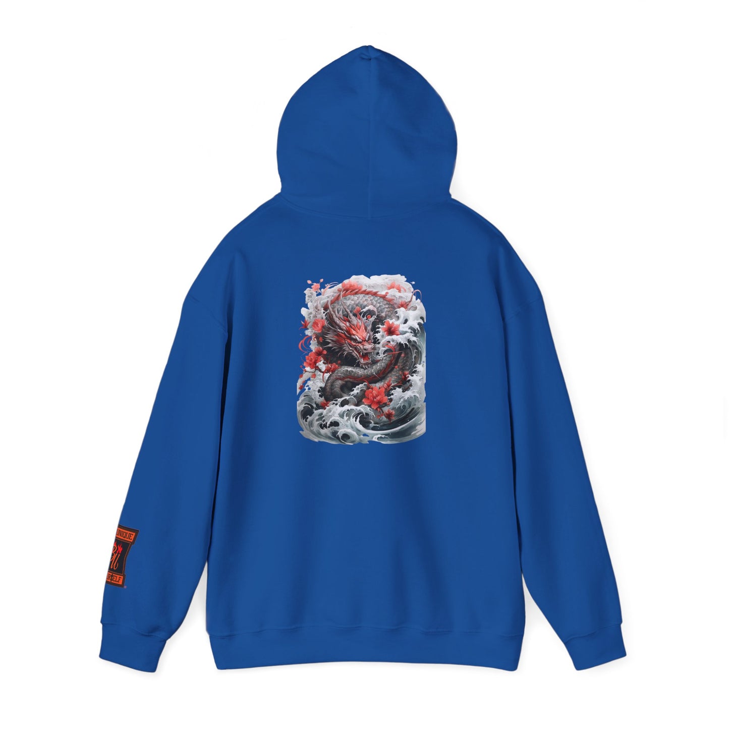Dragon Wave Hoodie — Japanese Ink Koi Dragon Graphic Hooded Sweatshirt