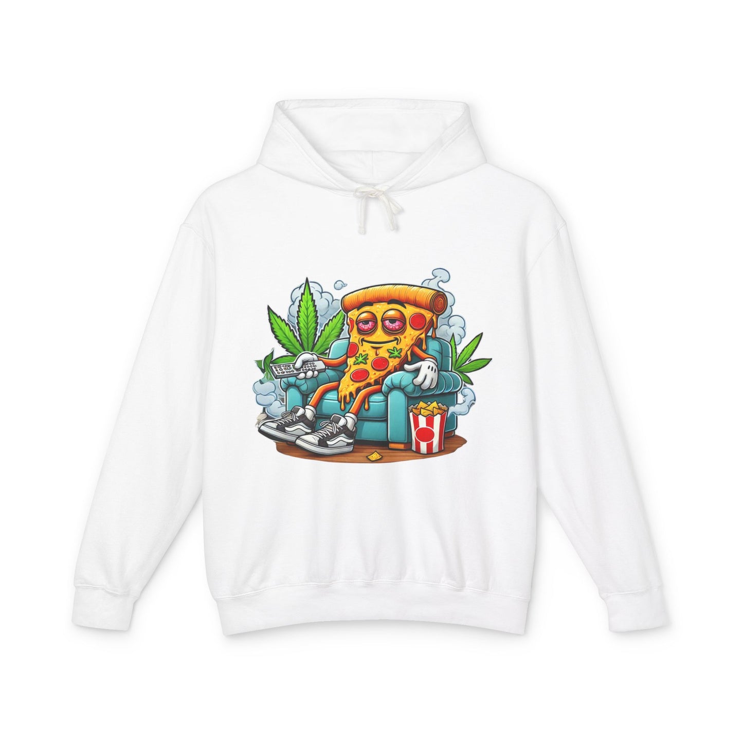 Chill Pizza Vibes Hoodie, Unisex Hooded Sweatshirt, Relaxed Pizza Lover Gift, Stoner Apparel, Weekend Comfort Wear