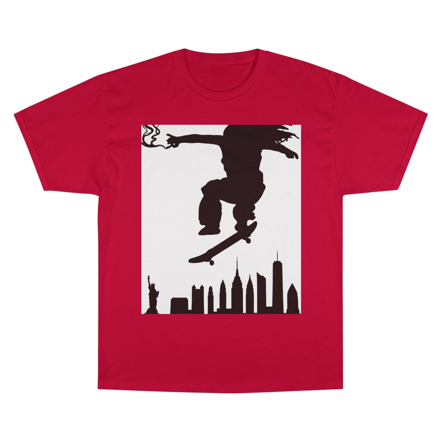 Skateboarder Silhouette T-Shirt — Urban NYC Skyline Skate Tee
