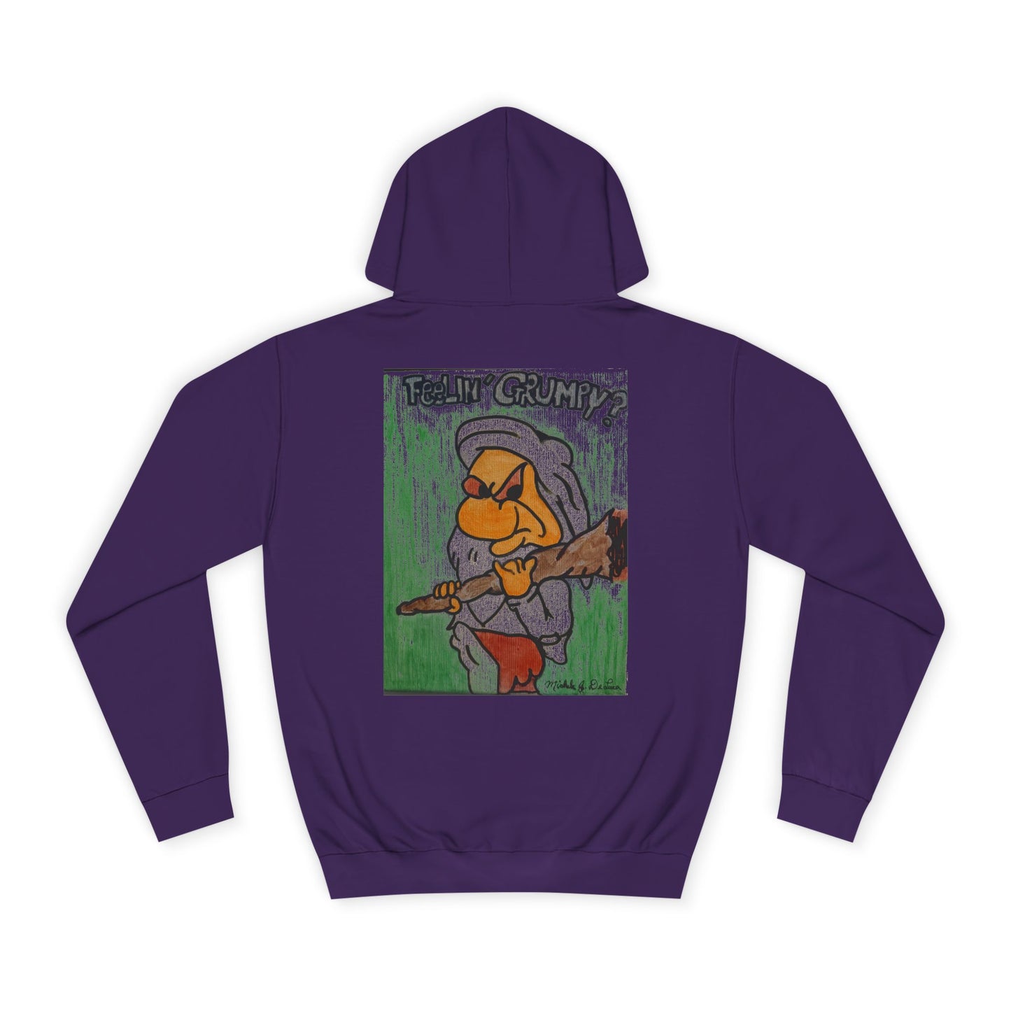 Grumpy Cartoon College Hoodie, Unisex Apparel for Students, Cozy Gift for School, Funny Pullover Sweatshirt, Hooded Sweatshirt