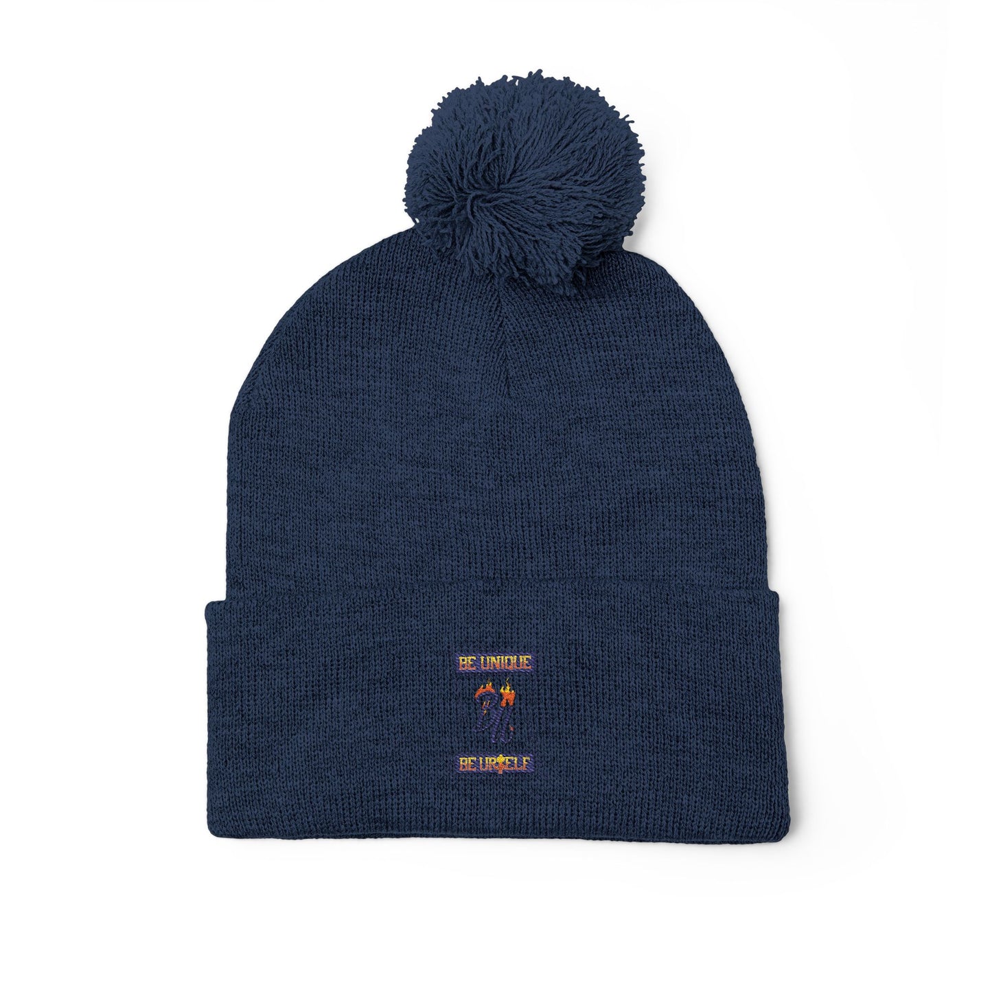 Cozy Pom-Pom Knit Cap with Unique Embroidery, Winter Hat, Beanie for Men & Women, Gift for Him/Her, Perfect for Outdoor Activities