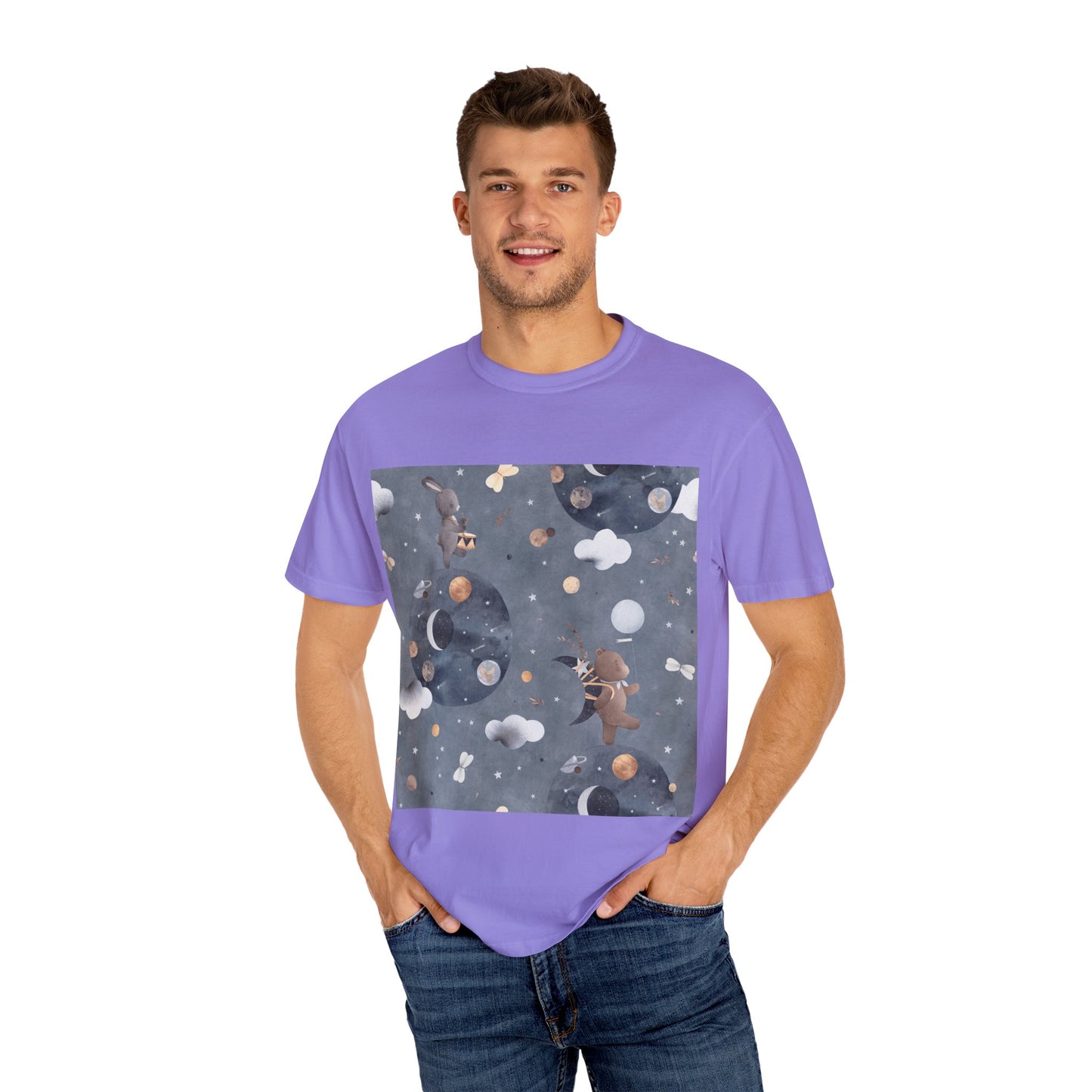Whimsical Space-Themed T-Shirt, Unisex Graphic Tee, Comfortable Casual Wear, Unique Gift for Friends, Everyday Style, Be Unique Be Yourself