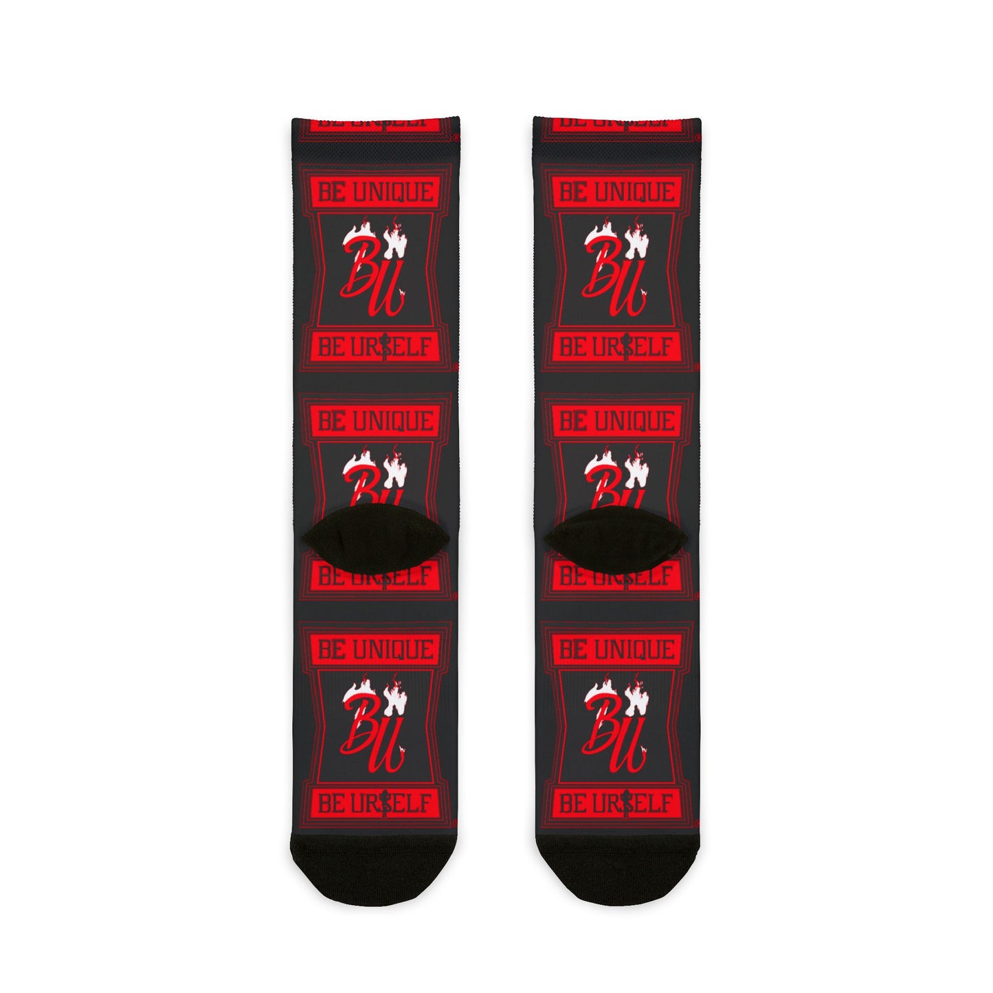 Crew Socks — Red & Black 'Be Unique' Graphic Socks