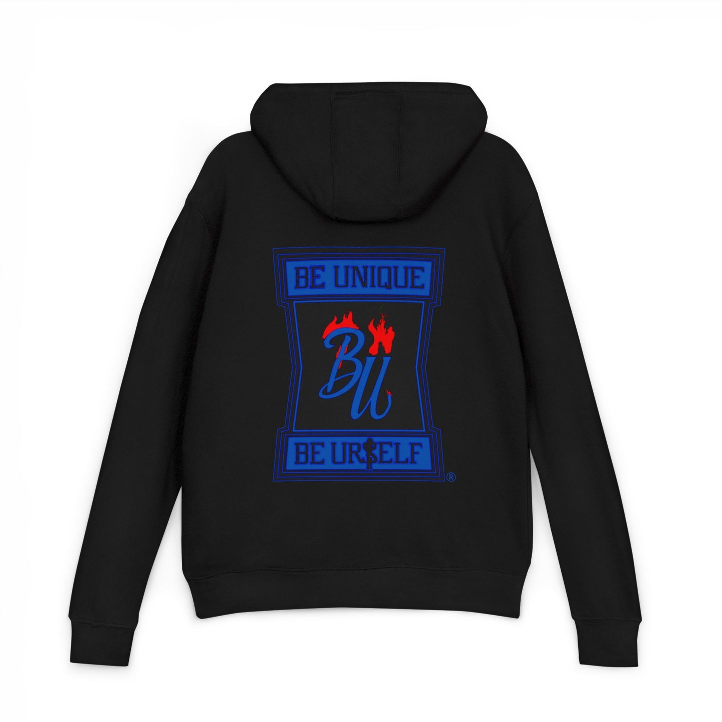 Hoodie — Be Unique Be Urself Blue Flame Graphic Hooded Sweatshirt