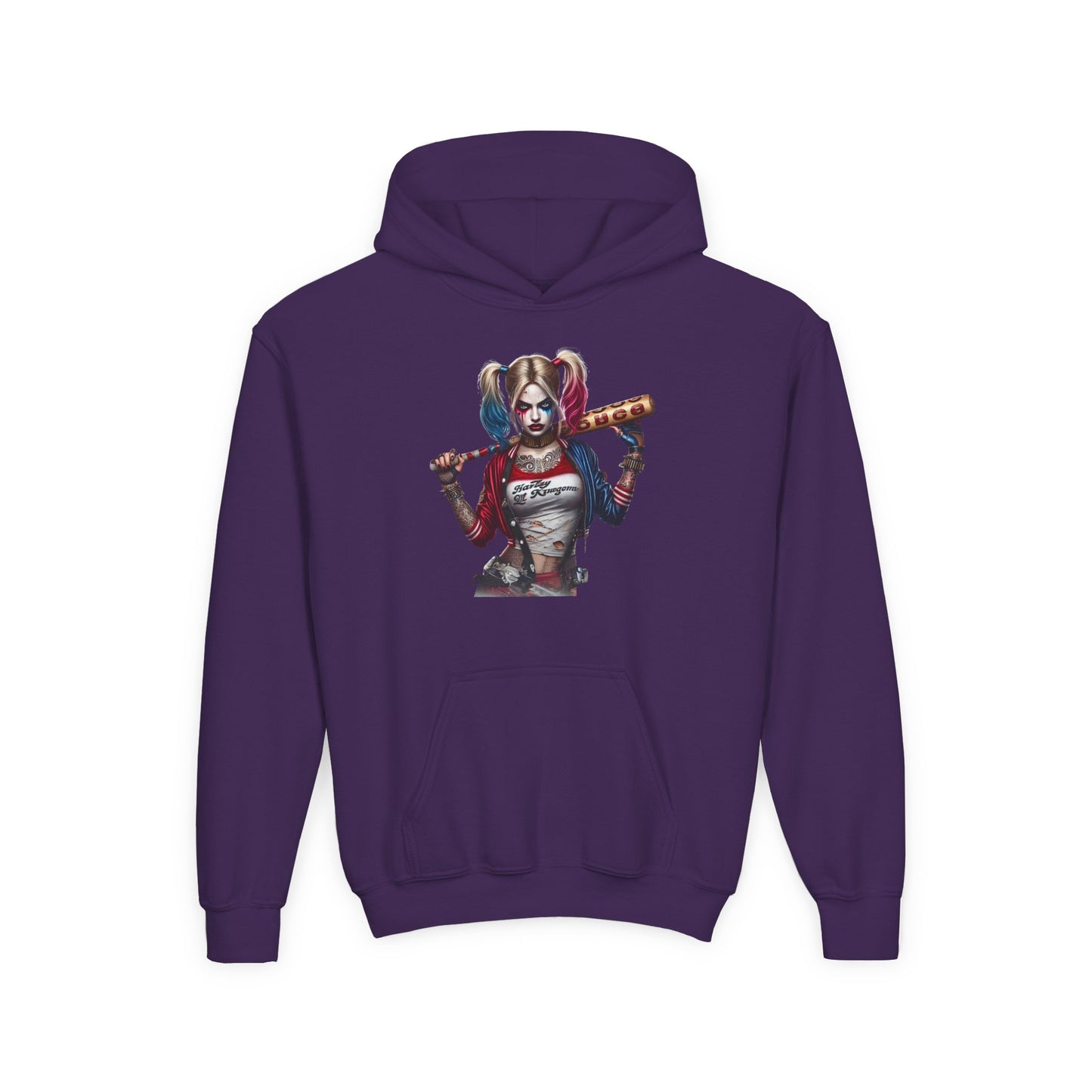 Harley Quinn Inspired Youth Hoodie, Be Unique Be Yourself Sweatshirt, Comic-Con Apparel, Kids Gift, Movie Fan Hoodie