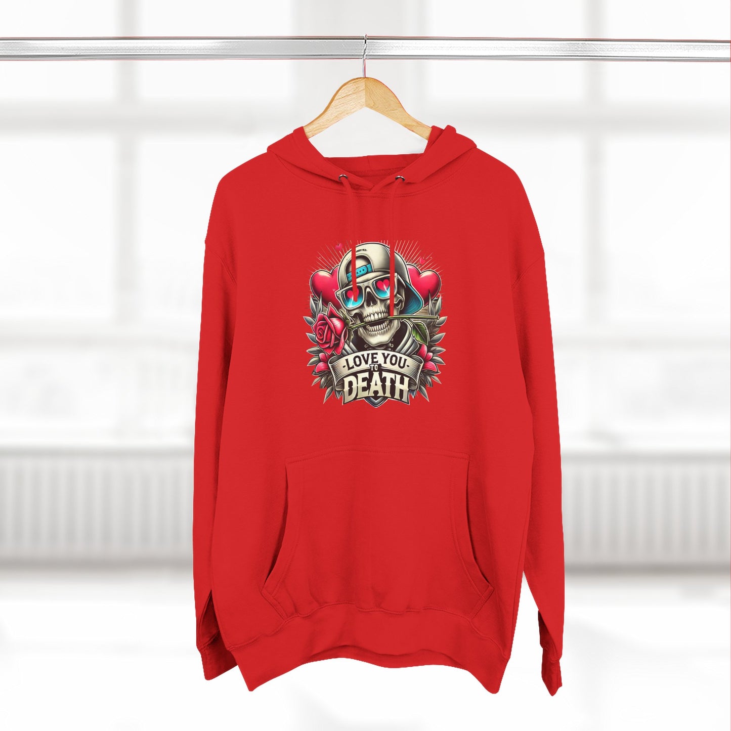 Gothic Love Death Hoodie - Three-Panel Fleece Sweatshirt