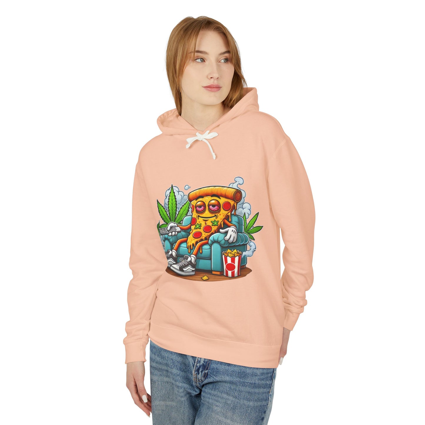Chill Pizza Vibes Hoodie, Unisex Hooded Sweatshirt, Relaxed Pizza Lover Gift, Stoner Apparel, Weekend Comfort Wear