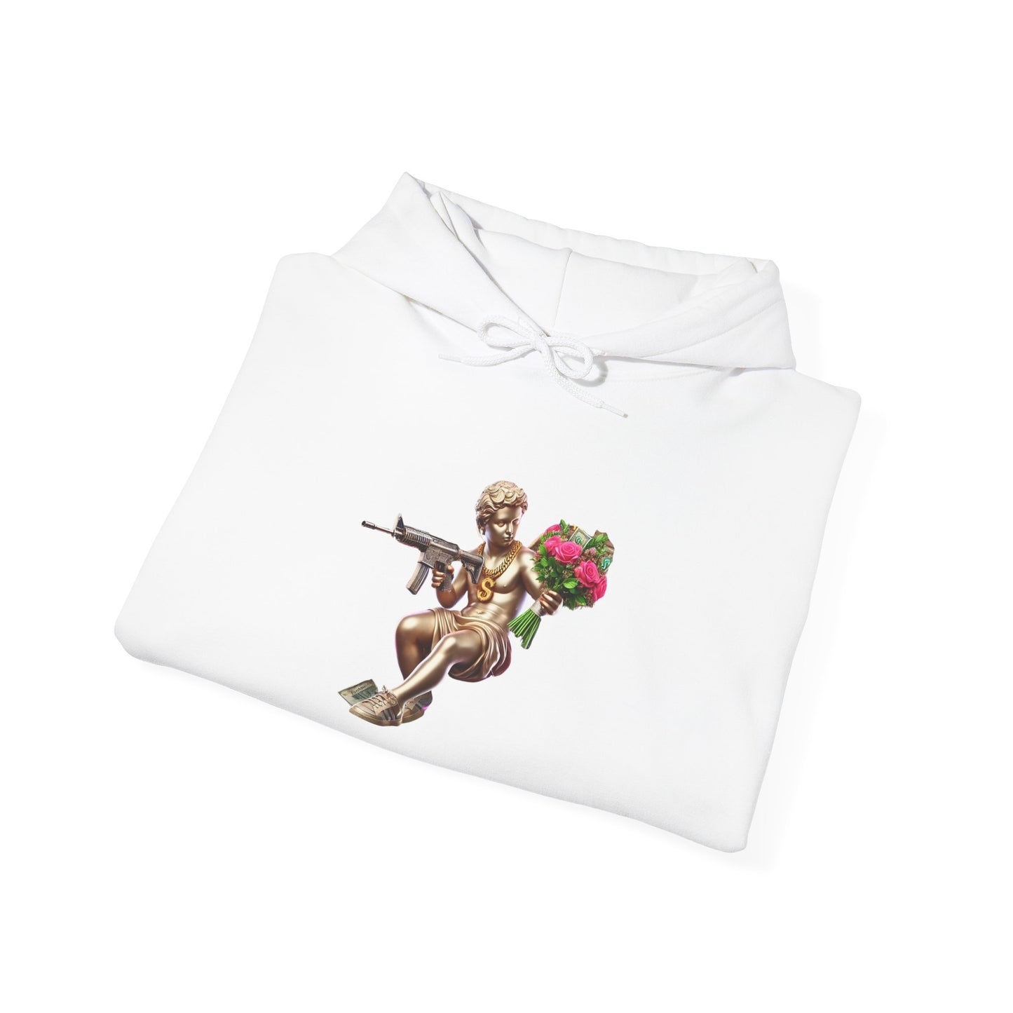 Hoodie — Cherub with Roses Design, 'Be True, Be Yourself' Inspirational Streetwear