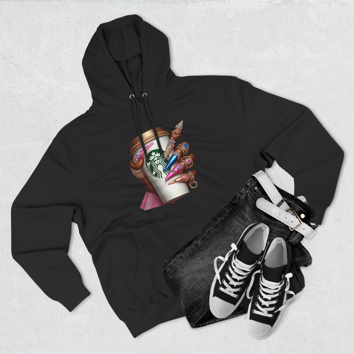 Artistic Coffee Lover's Fleece Hoodie