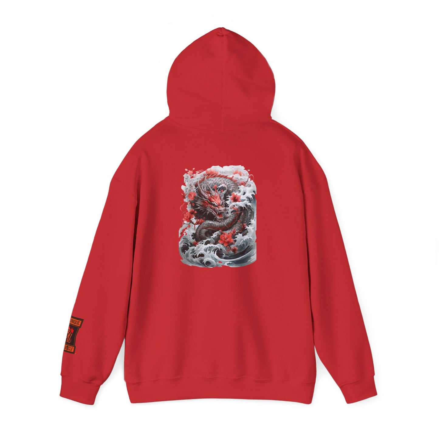 Dragon Wave Hoodie — Japanese Ink Koi Dragon Graphic Hooded Sweatshirt