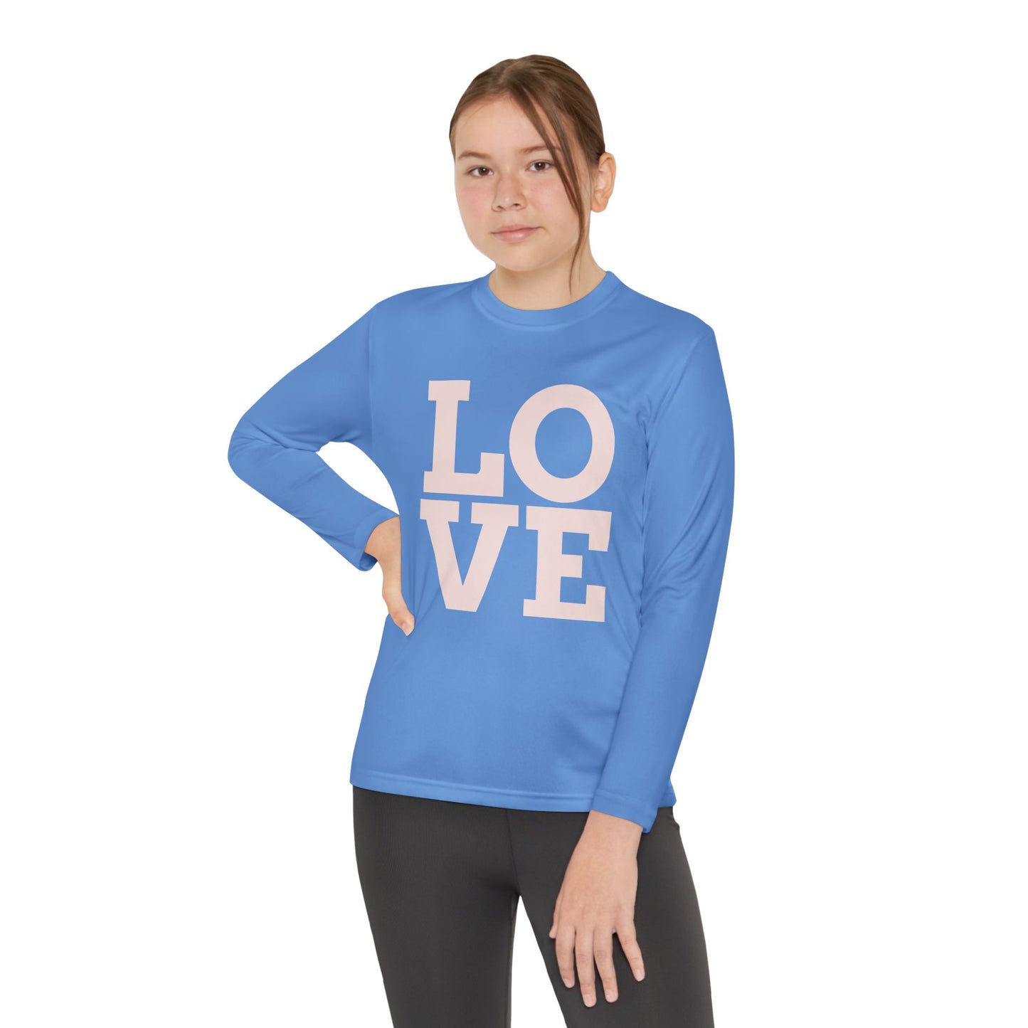 Youth Long Sleeve Love Competitor Tee | Cute Kids Shirt, Gift for Teens, Unique Style Tee, Birthday Present, Be Yourself Wear