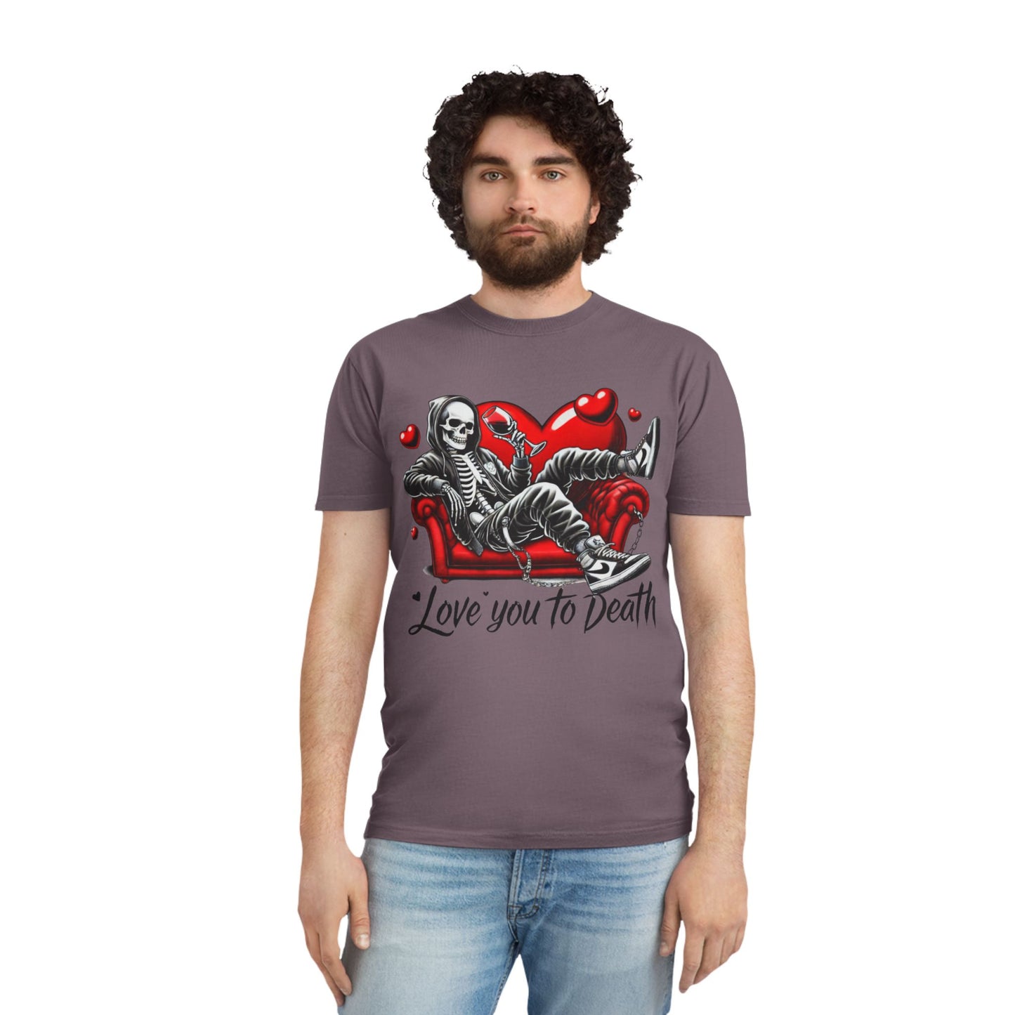 Unisex Faded Graphic Tee for Unique Souls - Love You to Death Design, Casual Wear, Gift for Halloween, Celebrations, Everyday Style