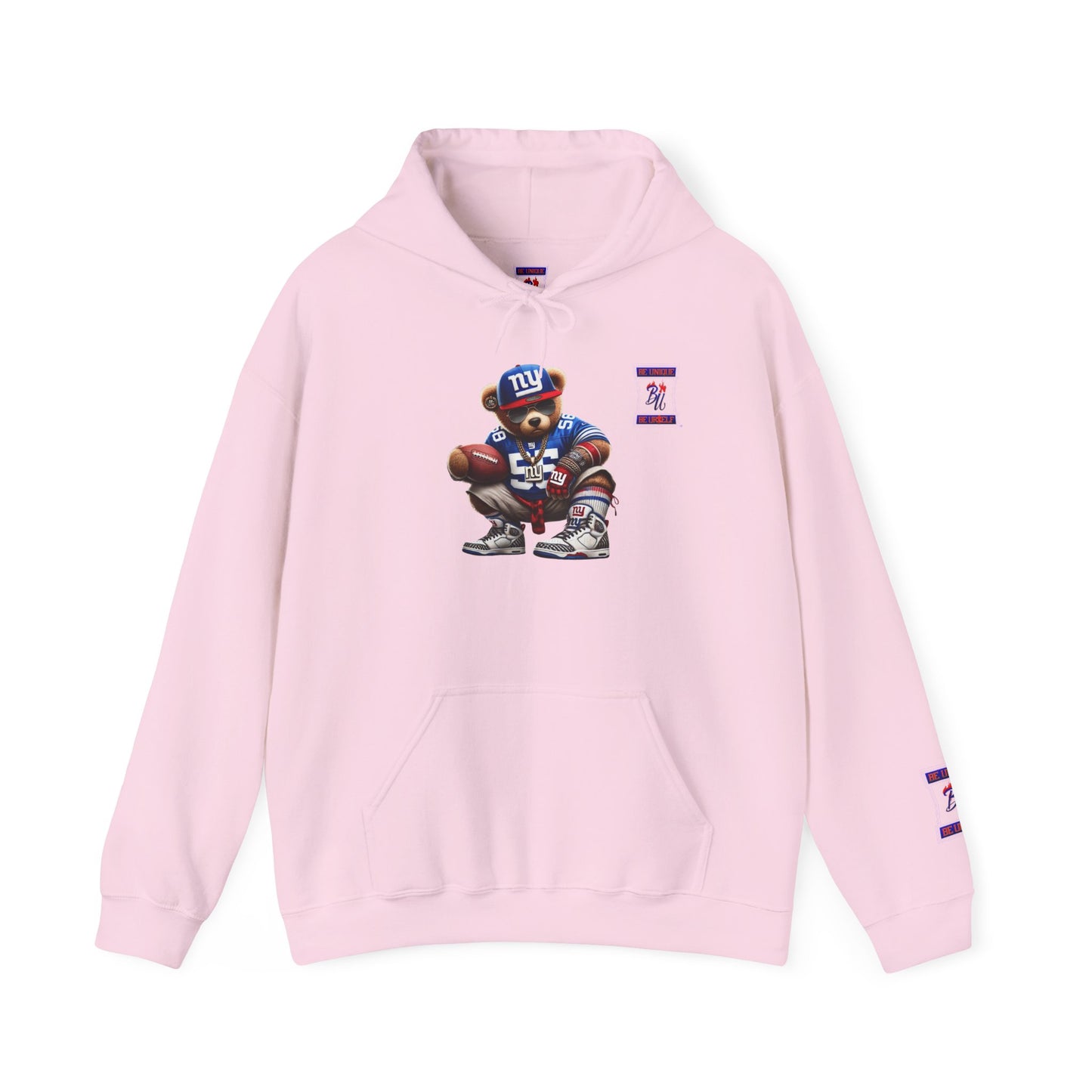 Football Bear Hoodie — Retro NYG Football Player Graphic Sweatshirt