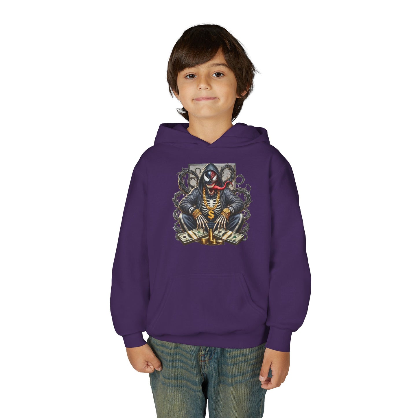 Youth Hoodie — Be Unique Be Urself Graphic Hoodie with Octopus Skull Design