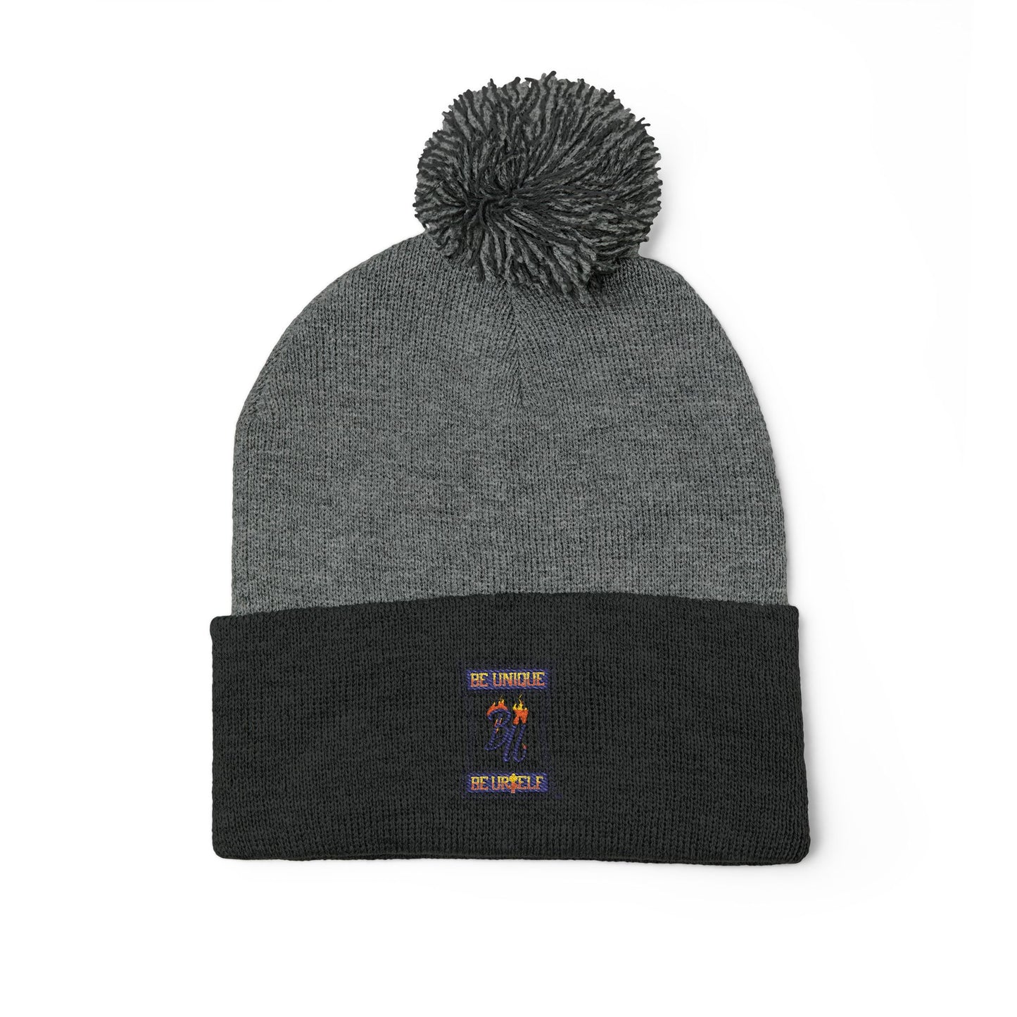 Cozy Pom-Pom Knit Cap with Unique Embroidery, Winter Hat, Beanie for Men & Women, Gift for Him/Her, Perfect for Outdoor Activities