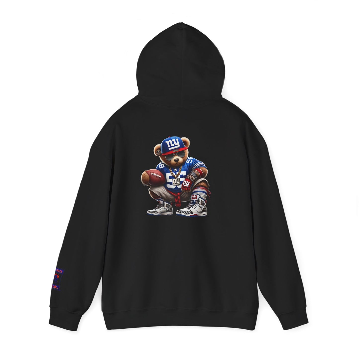 Football Bear Hoodie — Retro NYG Football Player Graphic Sweatshirt