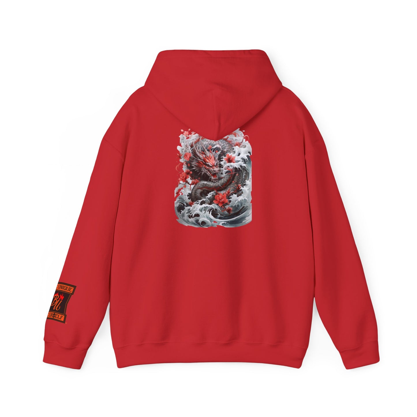 Dragon Wave Hoodie — Japanese Ink Koi Dragon Graphic Hooded Sweatshirt