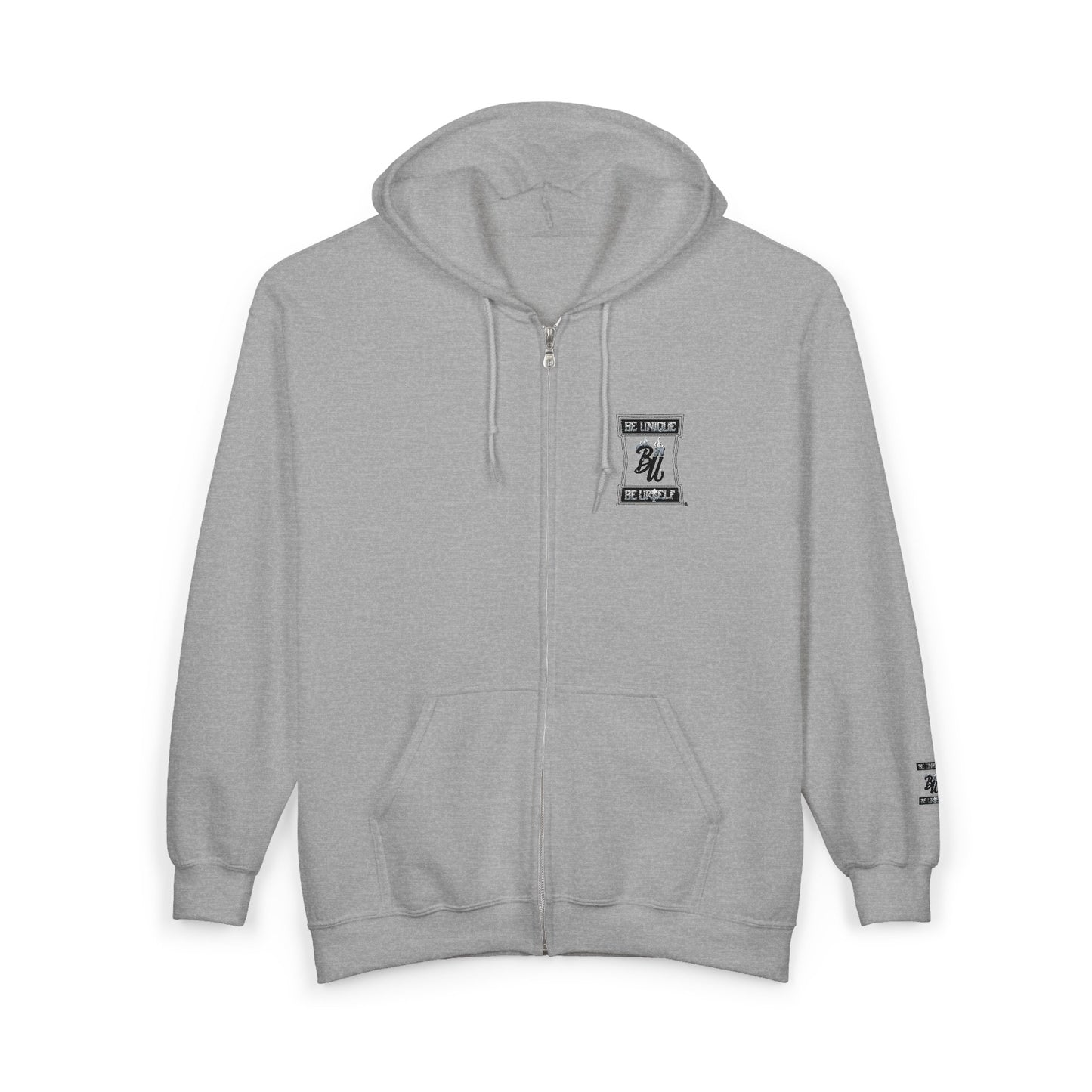 Black Full-Zip Hoodie with Minimalist Motorcycle Club Patch Design