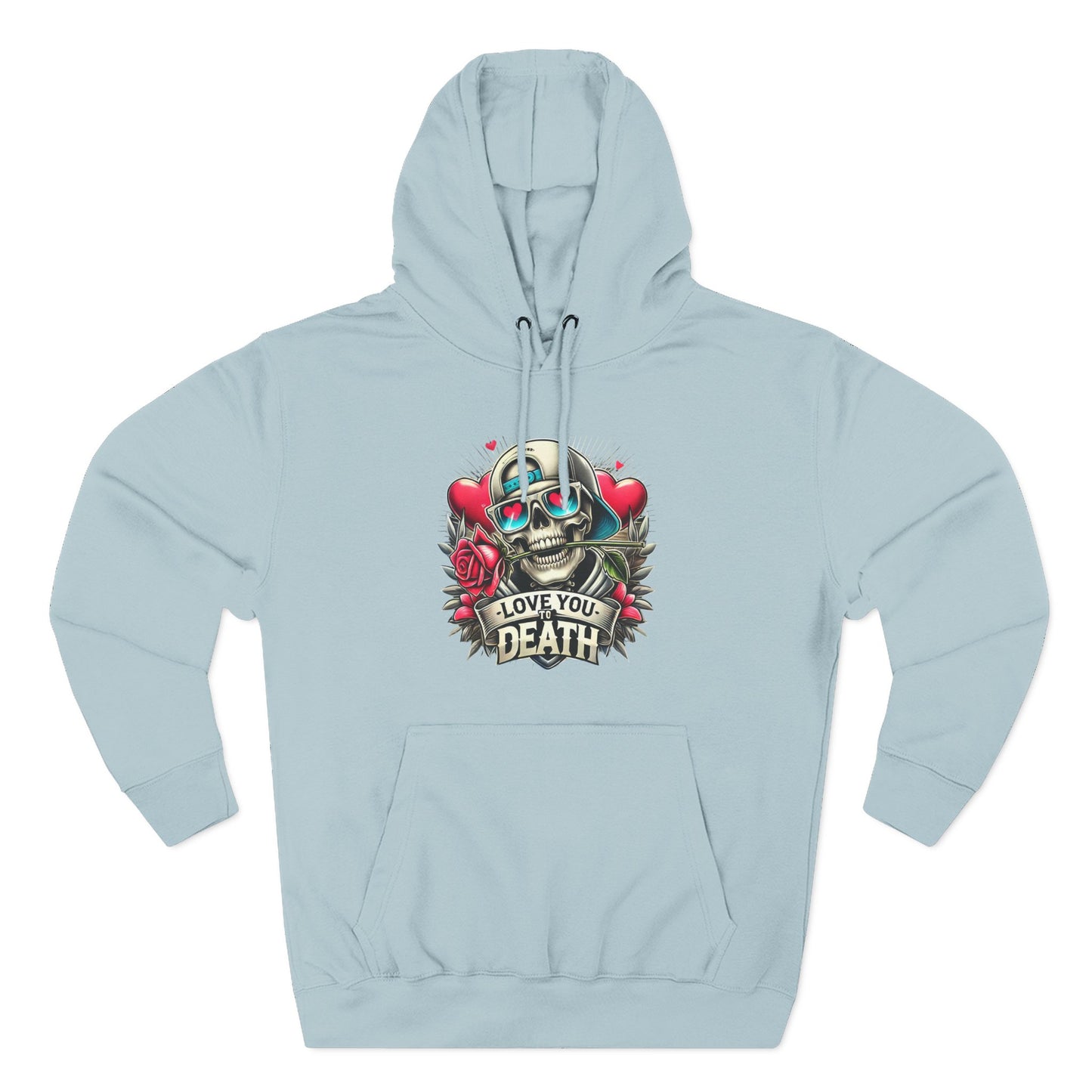 Gothic Love Death Hoodie - Three-Panel Fleece Sweatshirt