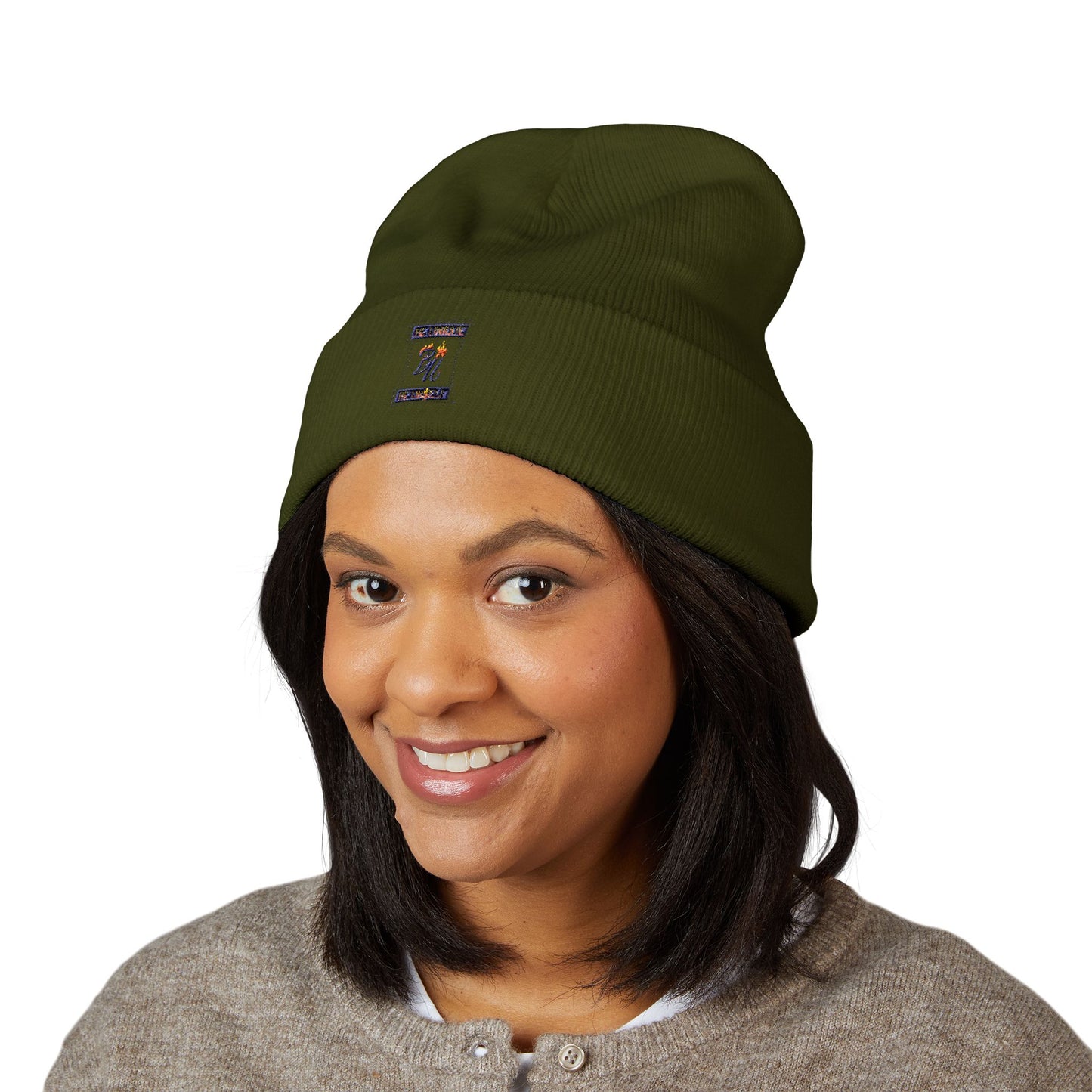 Classic Cuffed Beanie with Bold Embroidery, Cozy Winter Hat, Stylish Knit Cap, Perfect Gift for Her, Unisex Beanie