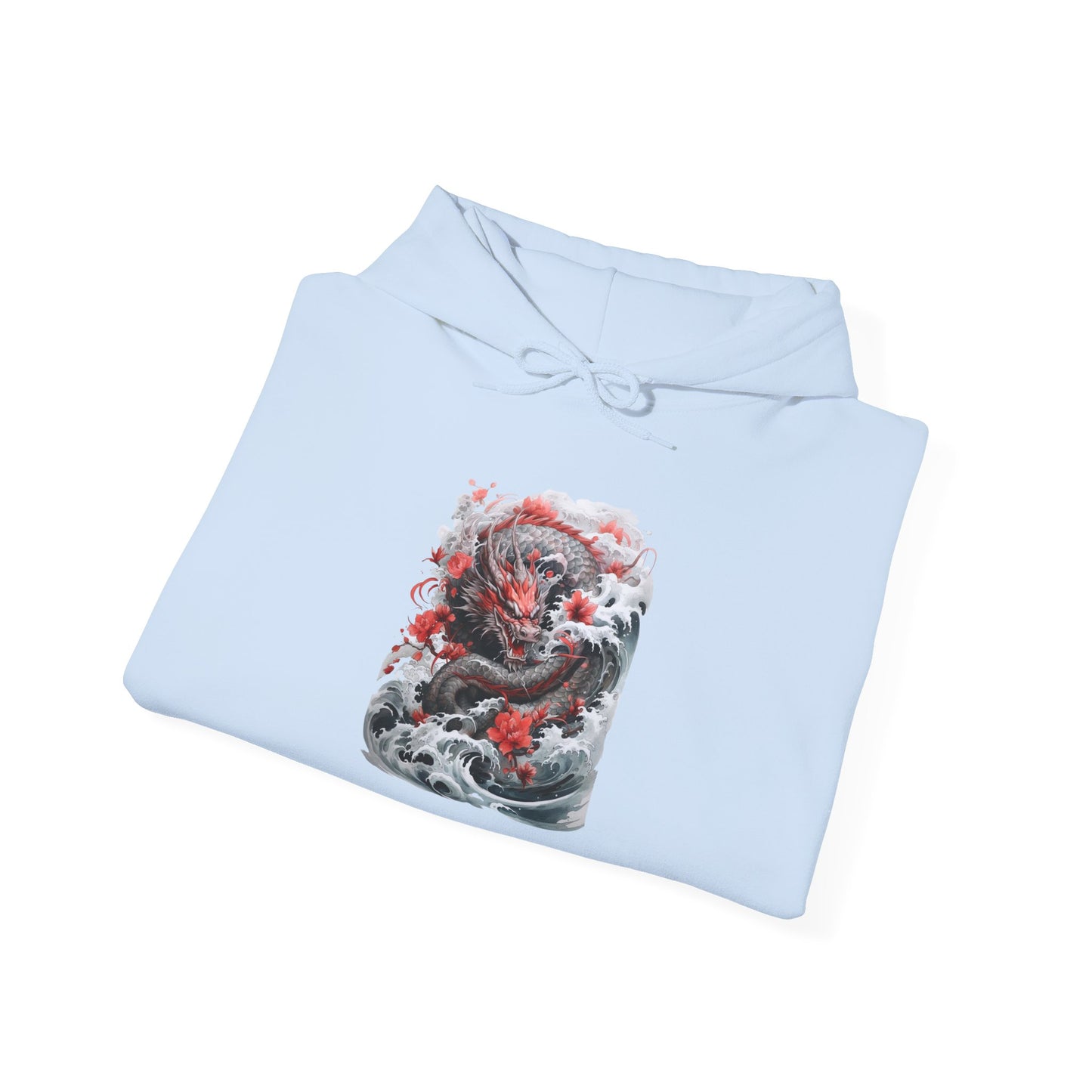Dragon Wave Hoodie — Japanese Ink Koi Dragon Graphic Hooded Sweatshirt