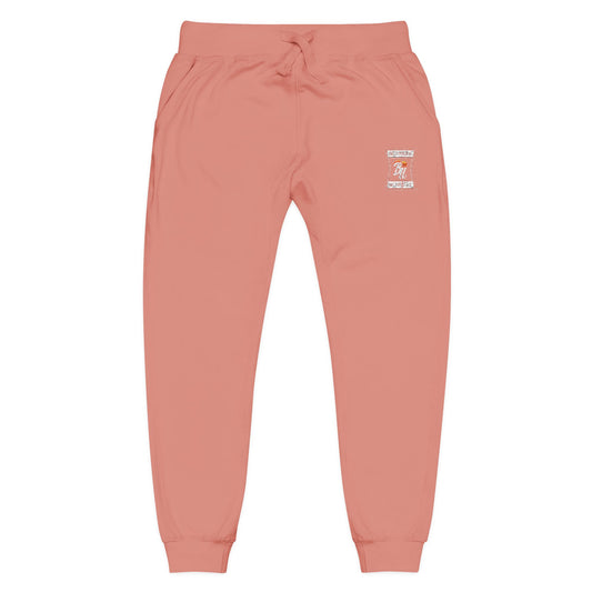 Embroidered Coral Sweatpants – Cozy Fleece Joggers with Script Accent