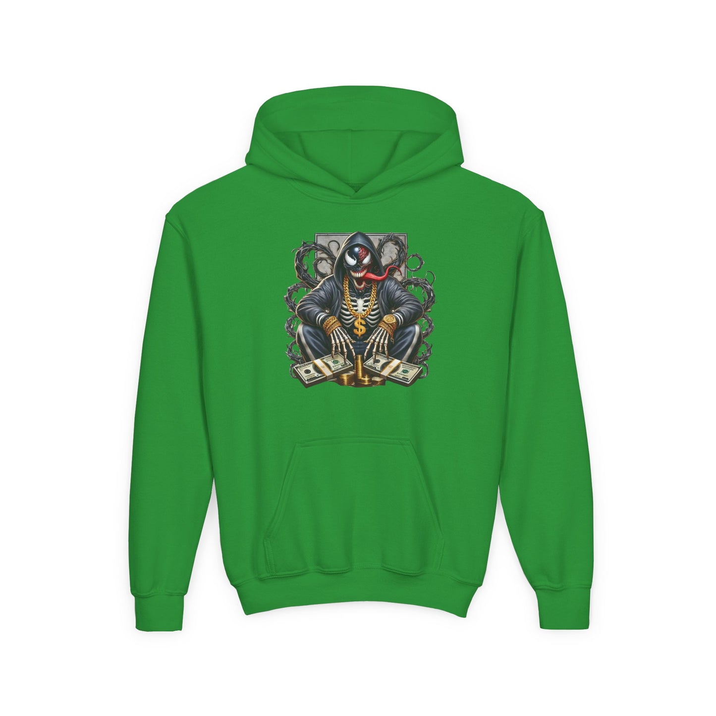 Youth Hoodie — Be Unique Be Urself Graphic Hoodie with Octopus Skull Design
