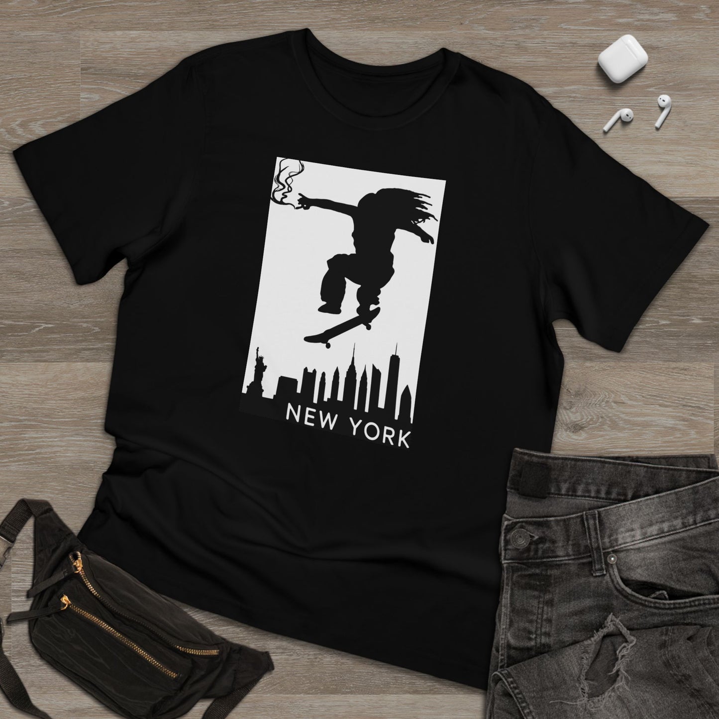 New York City Skater T-shirt, Urban Style Tee, Streetwear Shirt, Skateboarder Apparel, NYC Vibes Fashion