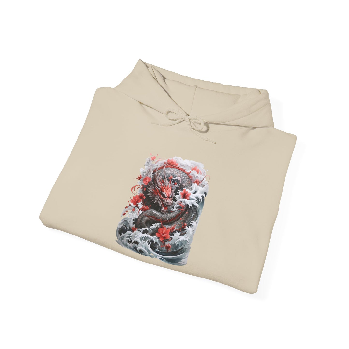 Dragon Wave Hoodie — Japanese Ink Koi Dragon Graphic Hooded Sweatshirt