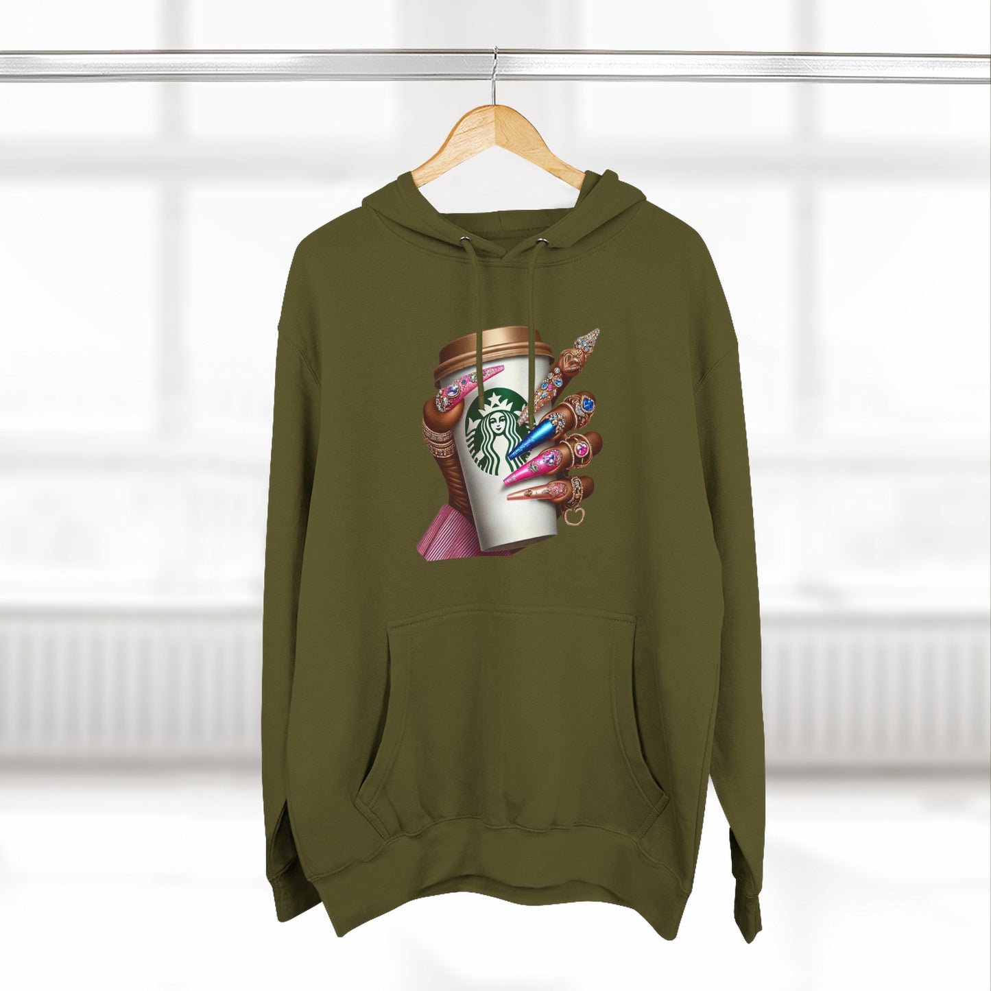 Artistic Coffee Lover's Fleece Hoodie