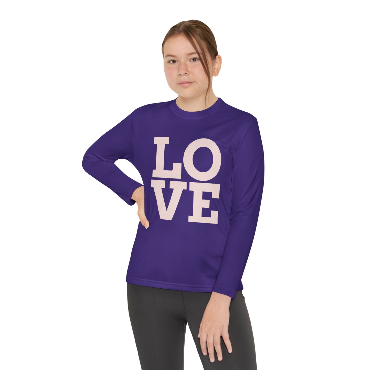 Youth Long Sleeve Love Competitor Tee | Cute Kids Shirt, Gift for Teens, Unique Style Tee, Birthday Present, Be Yourself Wear