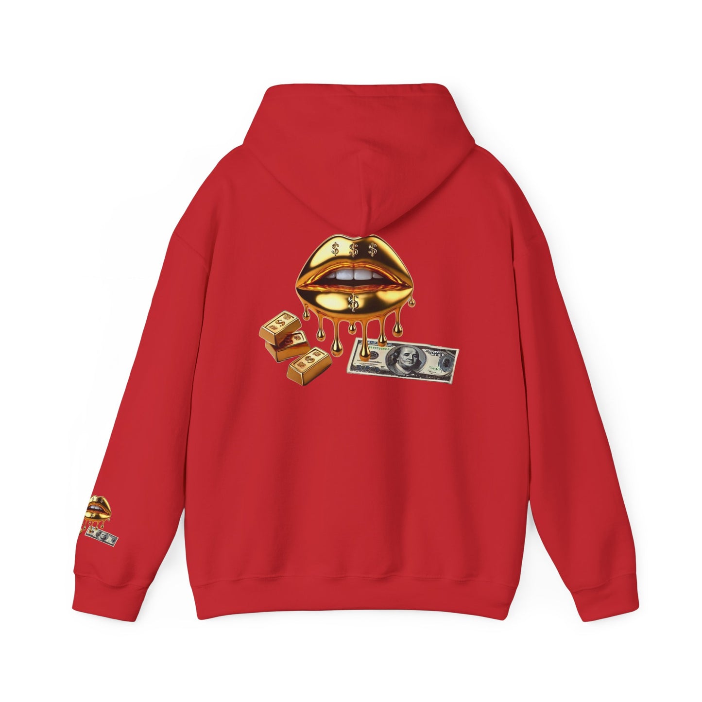 Hoodie — Golden Drip Lips & Money Graphic Pullover