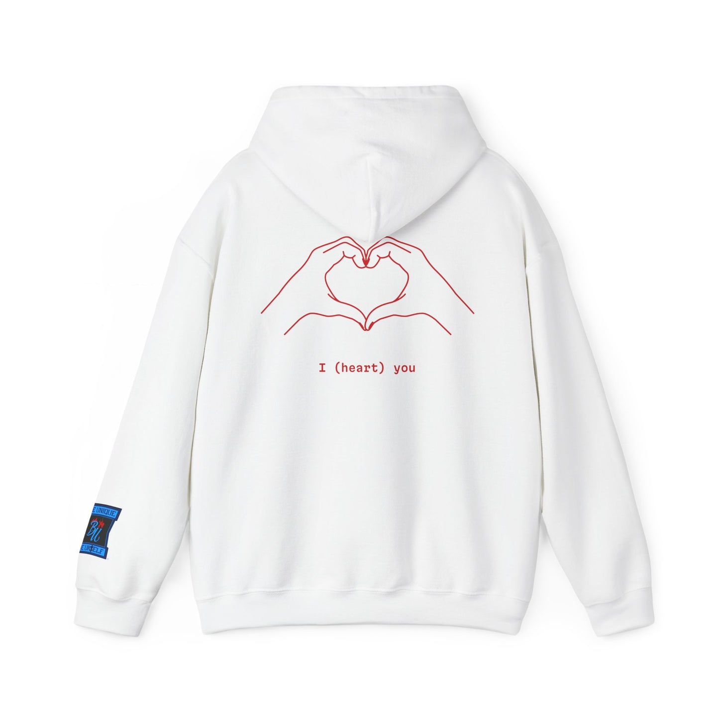 Heart Hands Hoodie — "I (heart) you" Minimal Valentine Sweatshirt