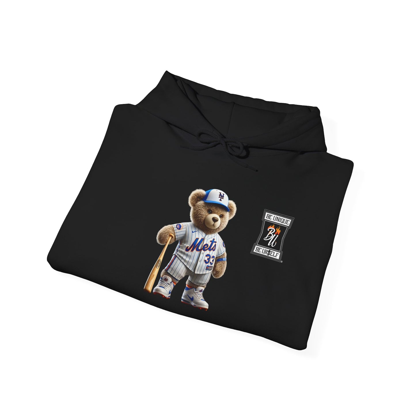 Baseball Teddy Hoodie — Cute Mets Bear Sweatshirt, Fan Gift