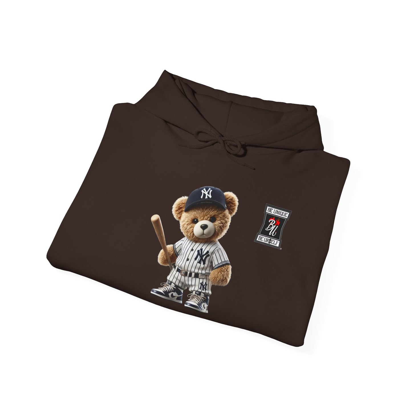 Baseball Teddy Hoodie — Cute Batting Bear Pullover for Fans