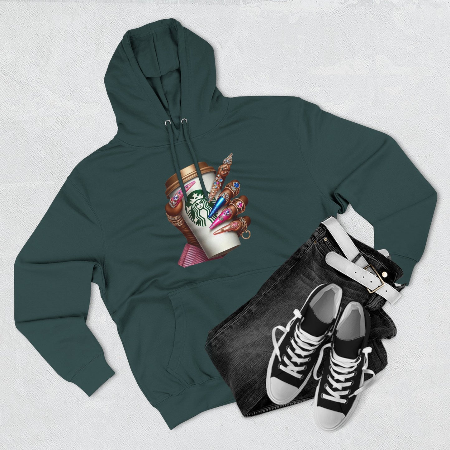 Artistic Coffee Lover's Fleece Hoodie