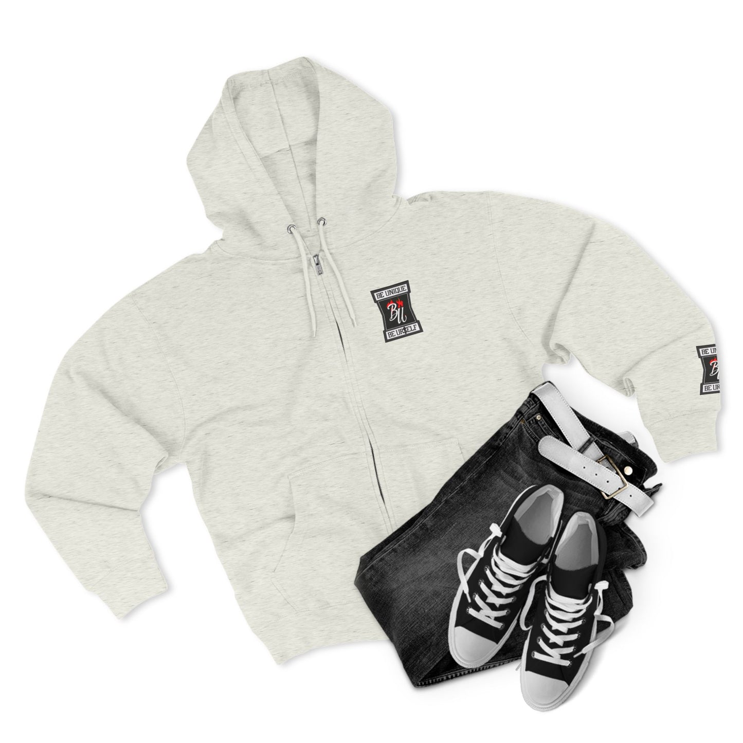 Retro Soda Logo Zip Hoodie — 'Hi' Patch Streetwear Zip-Up