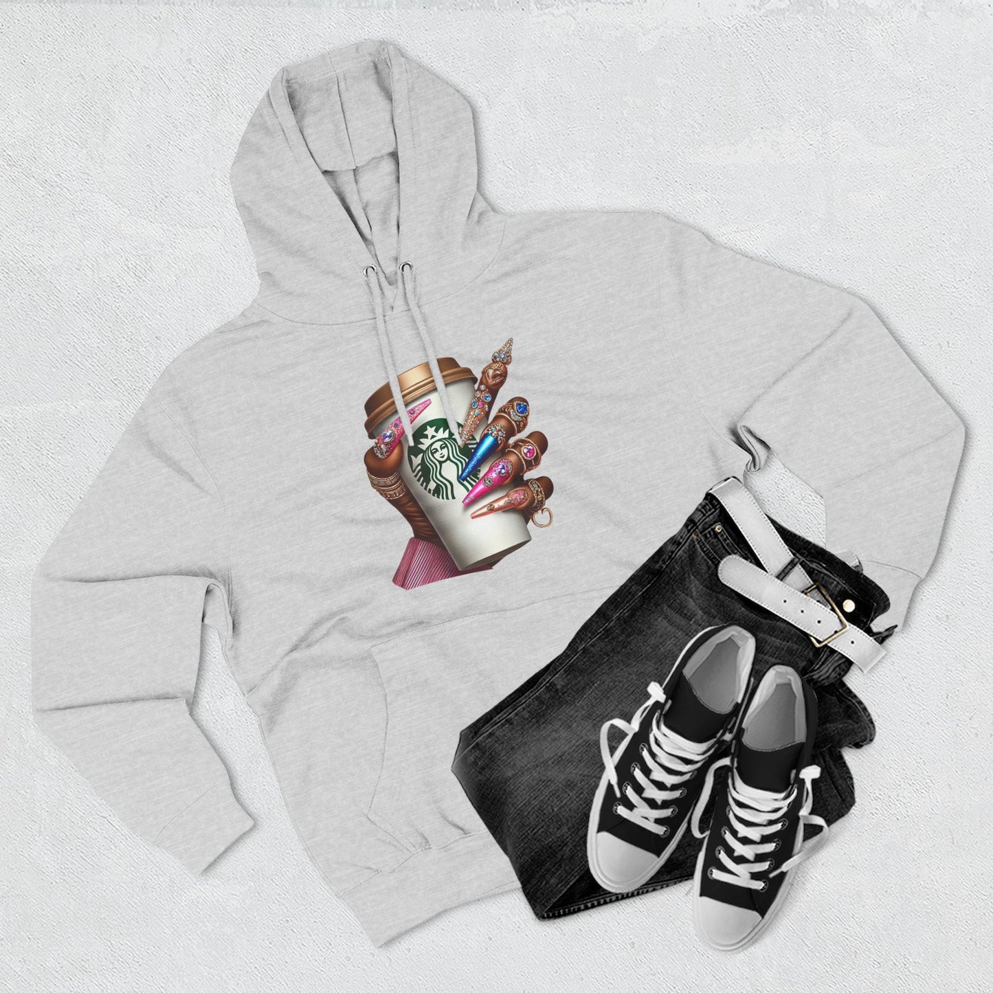 Artistic Coffee Lover's Fleece Hoodie
