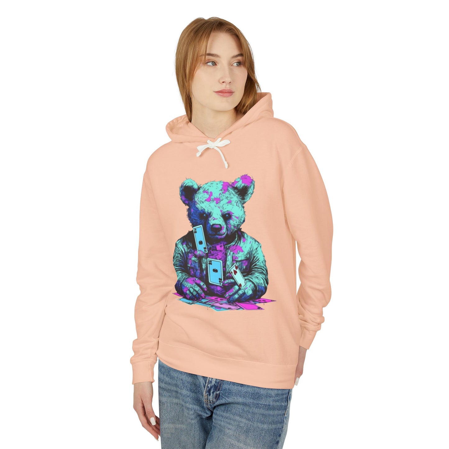 Colorful Bear Graphic Hoodie for Trendy Casual Wear