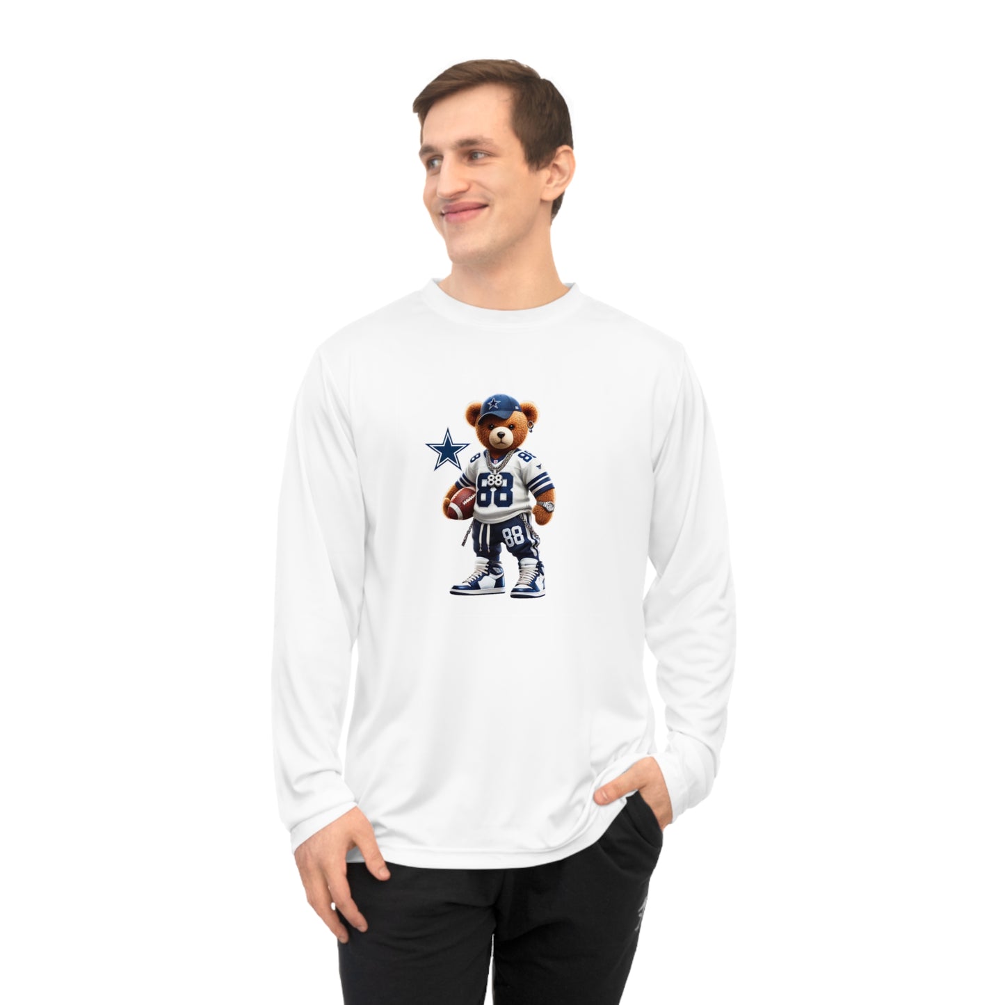 Sporty Bear Long Sleeve Shirt - Unisex Performance Tee for Fans, Gym Wear, Gift for Sports Lovers, Casual Athleisure Top