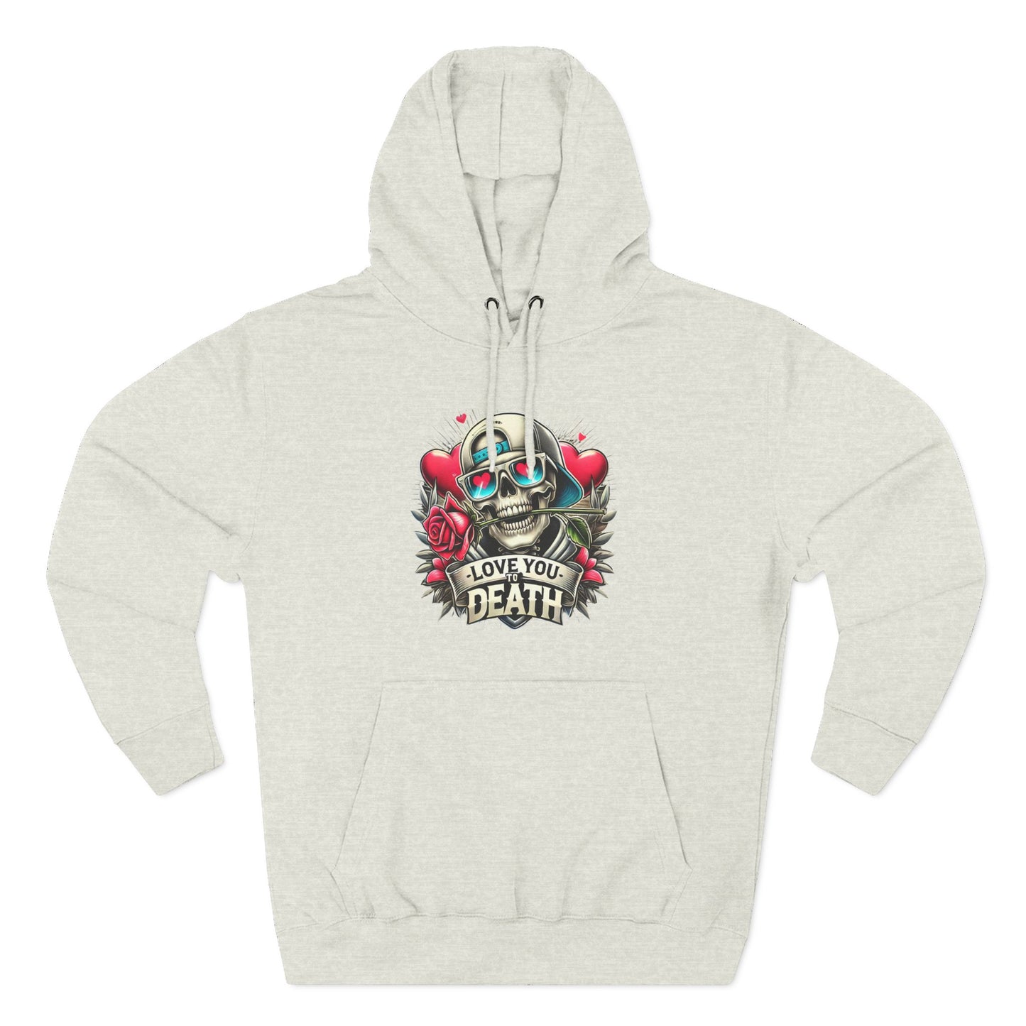 Gothic Love Death Hoodie - Three-Panel Fleece Sweatshirt